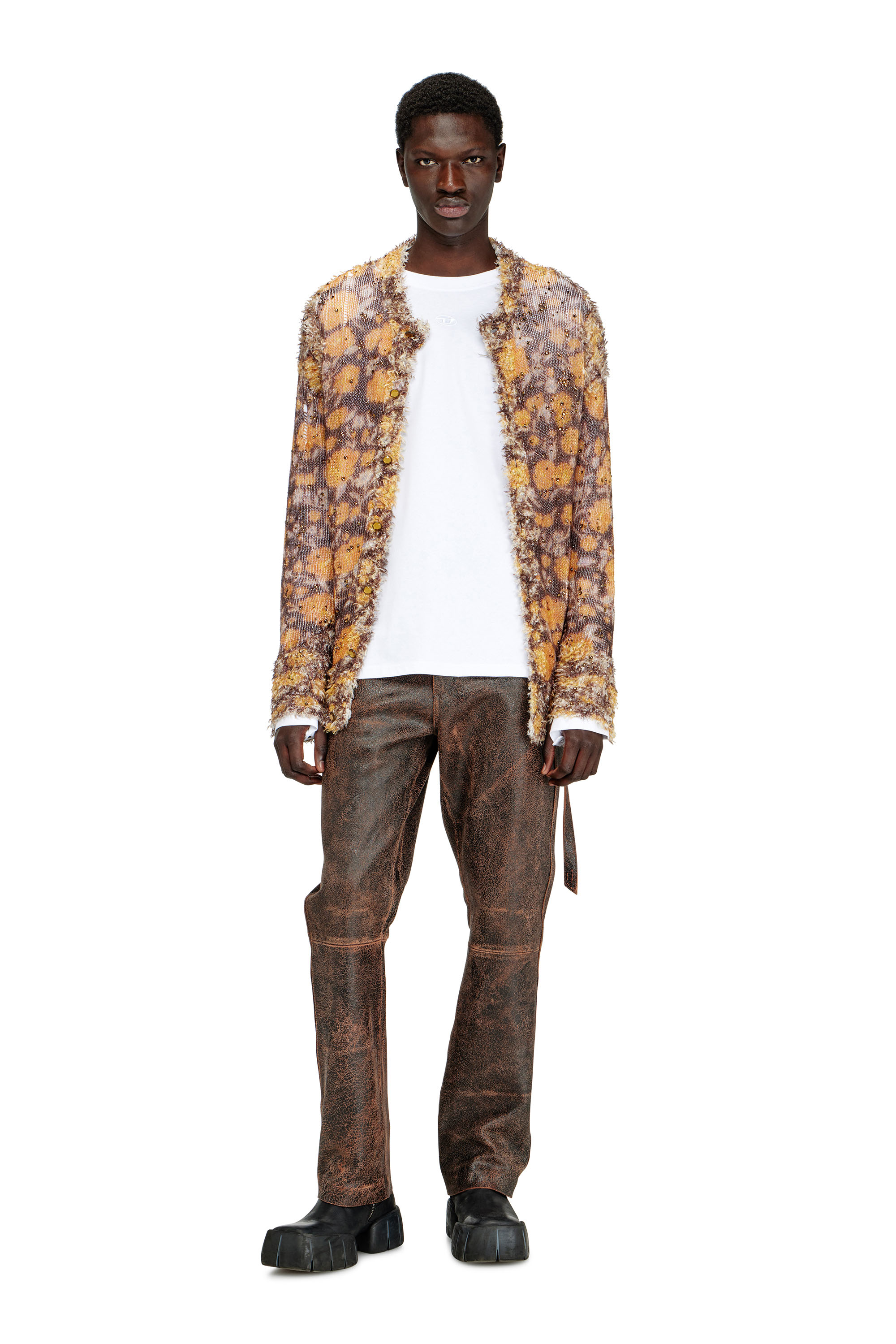 Diesel - T-KRISTIAN, Camiseta con pu&ntilde;o de detalle biker Hombre in Blanco - 1