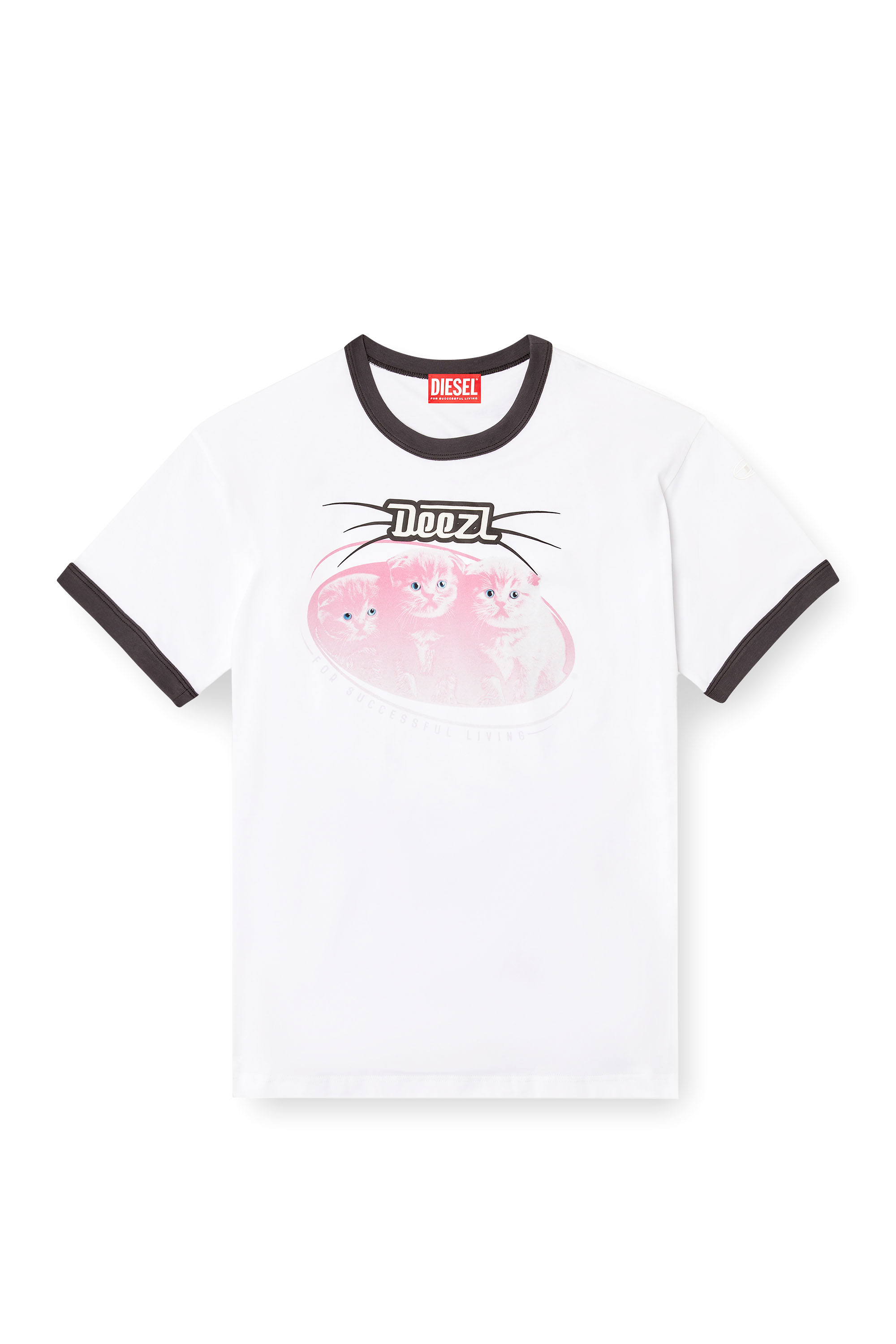 Diesel - T-NORM-CUFF, Camiseta de algodón con estampado digital Hombre in Blanco - 2