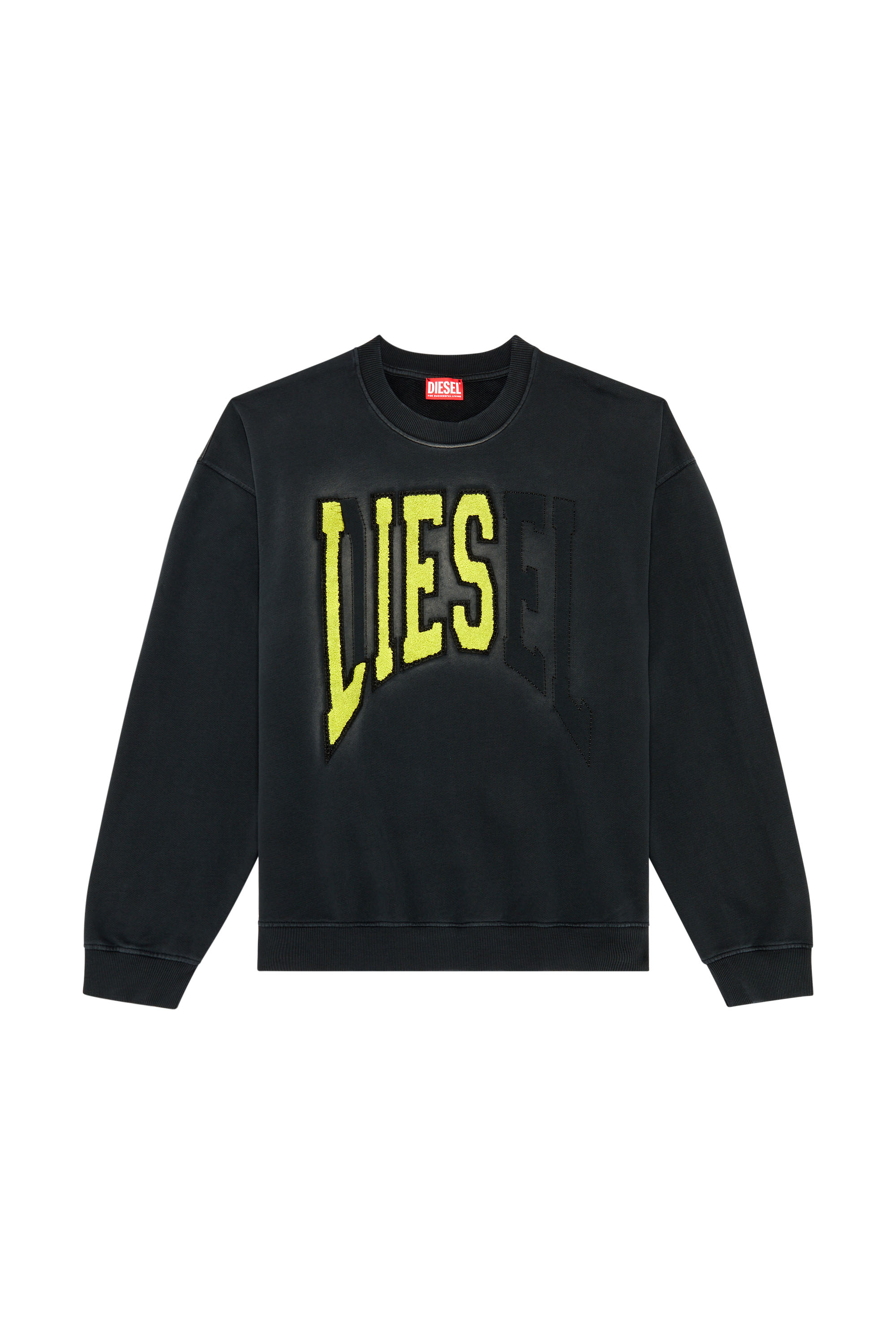 Diesel - S-BOXT-N6, Man College sweatshirt with LIES patches in Black - Image 3