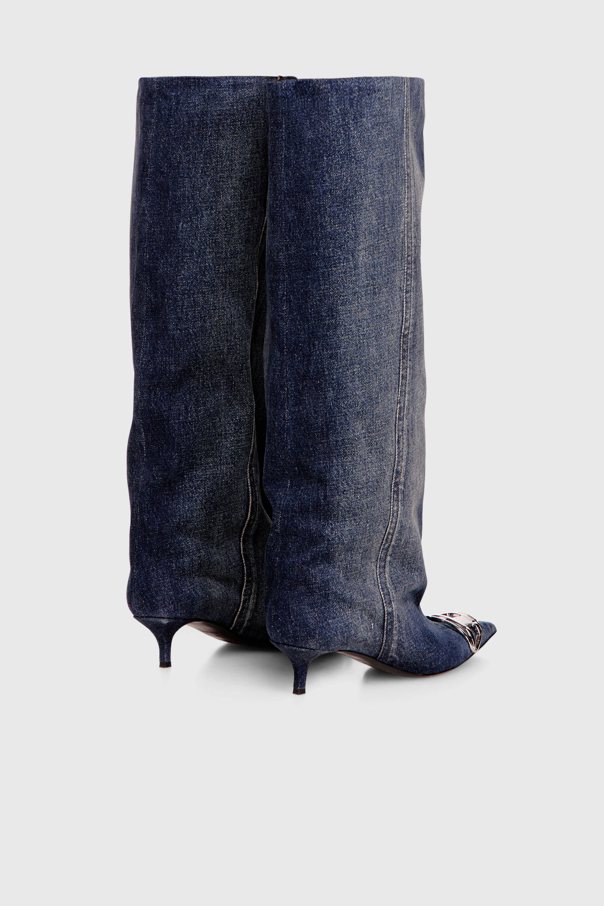 Diesel - D-VENUS KB SLOUCHY, D-Venus-Bota slouchy hasta la rodilla en denim Mujer in Azul marino - 3