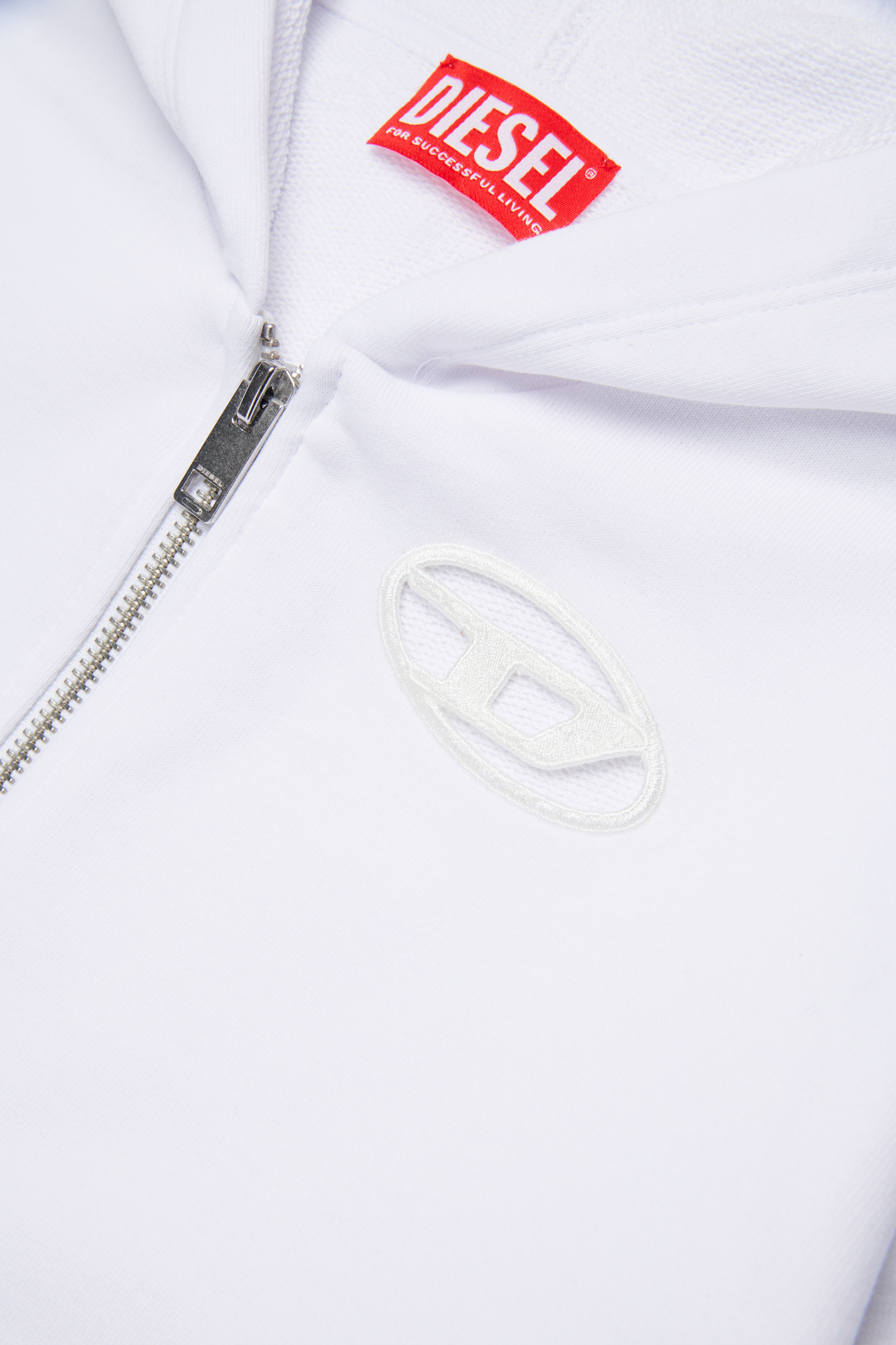 Diesel - SFPERU, Sudadera con capucha y cremallera con logotipo Oval D recortado Mujer in Blanco - 4