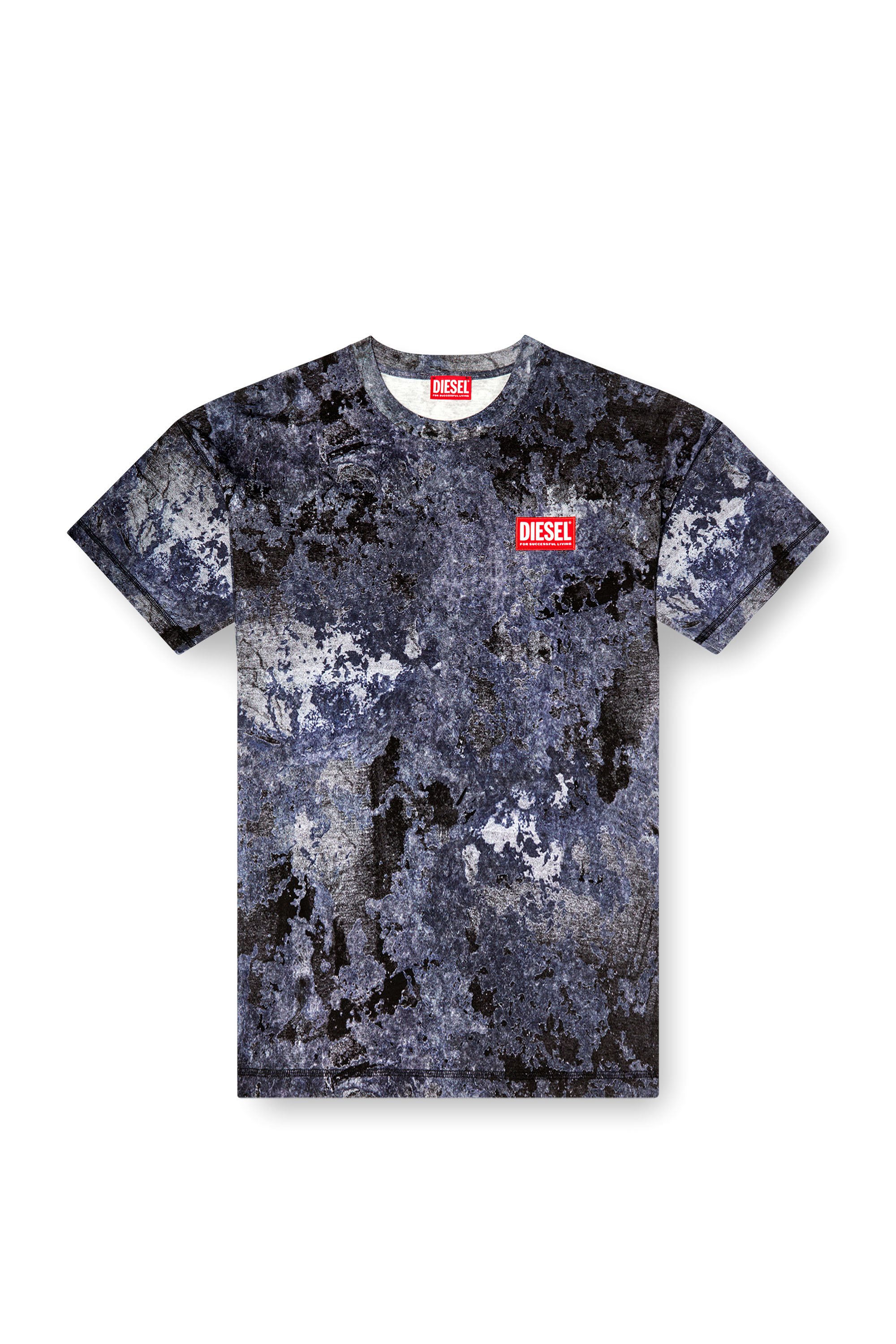 Diesel - T-BOXT-R12, Camiseta con burn-out y efecto mármol Hombre in Azul marino - 3