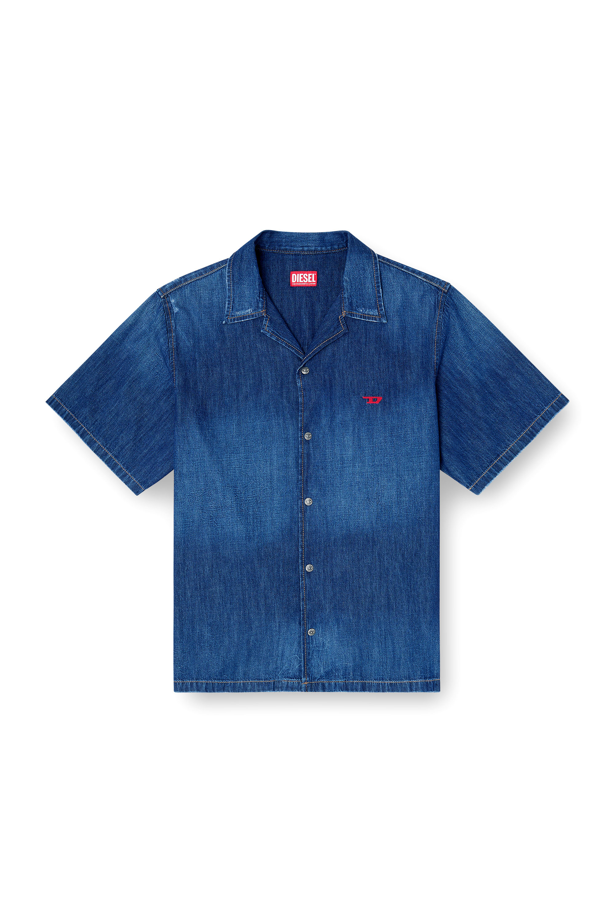 Diesel - D-NABIL-D, Camisa vaquera de manga corta Hombre in Azul marino - 3