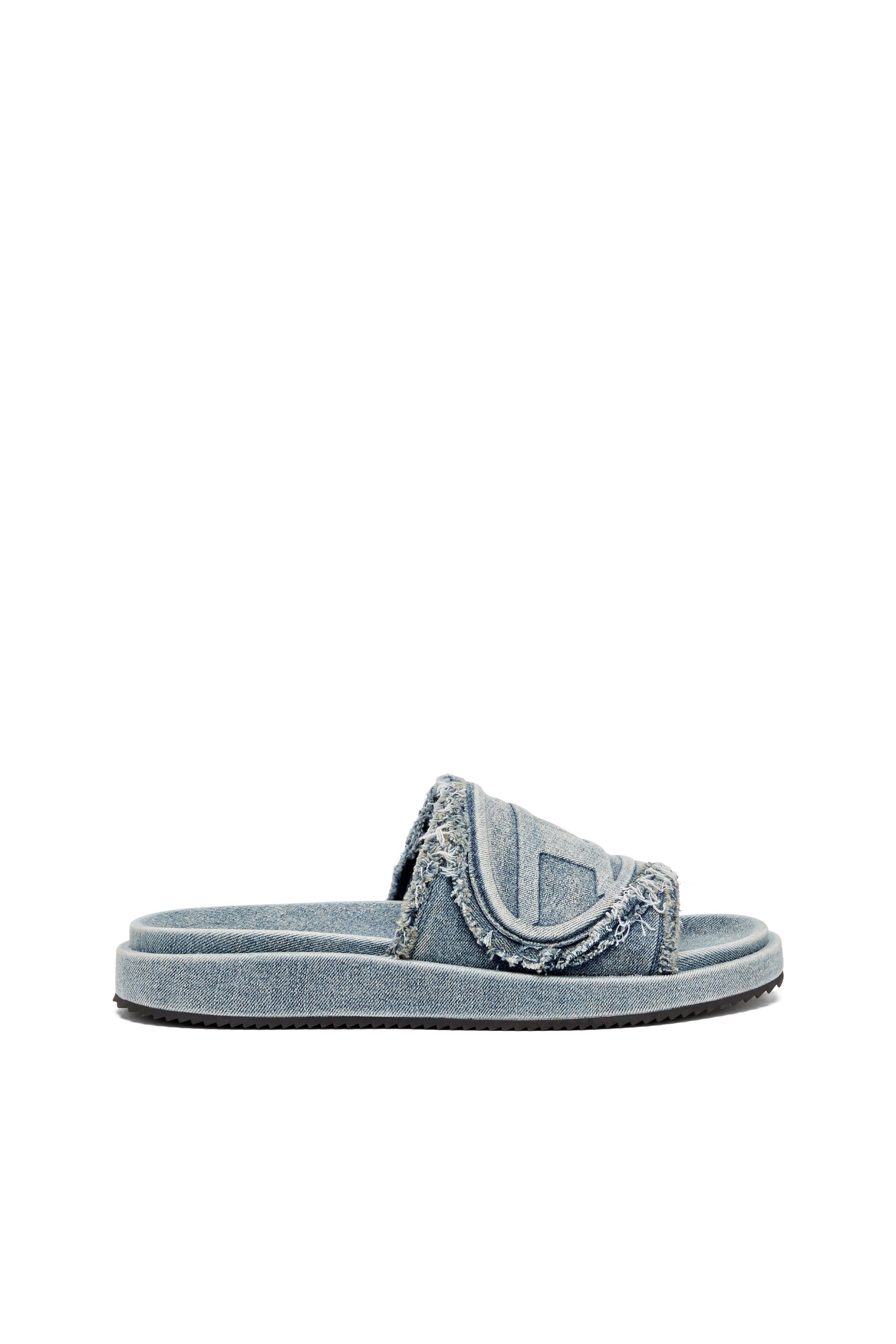 Diesel - SA-SLIDE D OVAL, Chanclas de denim desgastado Unisex in Azul marino - 1