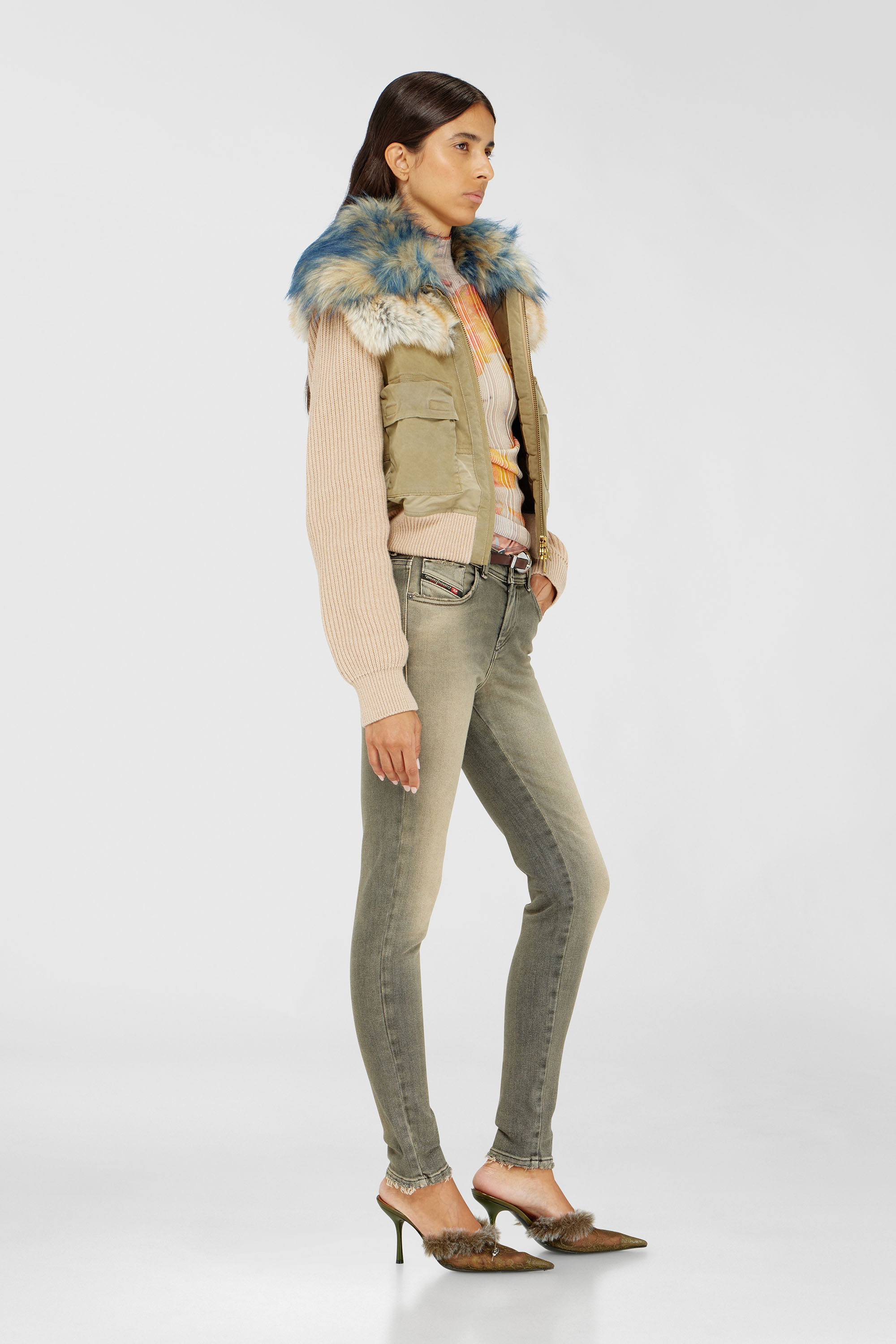 Diesel - Skinny Jeans 2017 Slandy 09P32 Mujer, Gris - 2