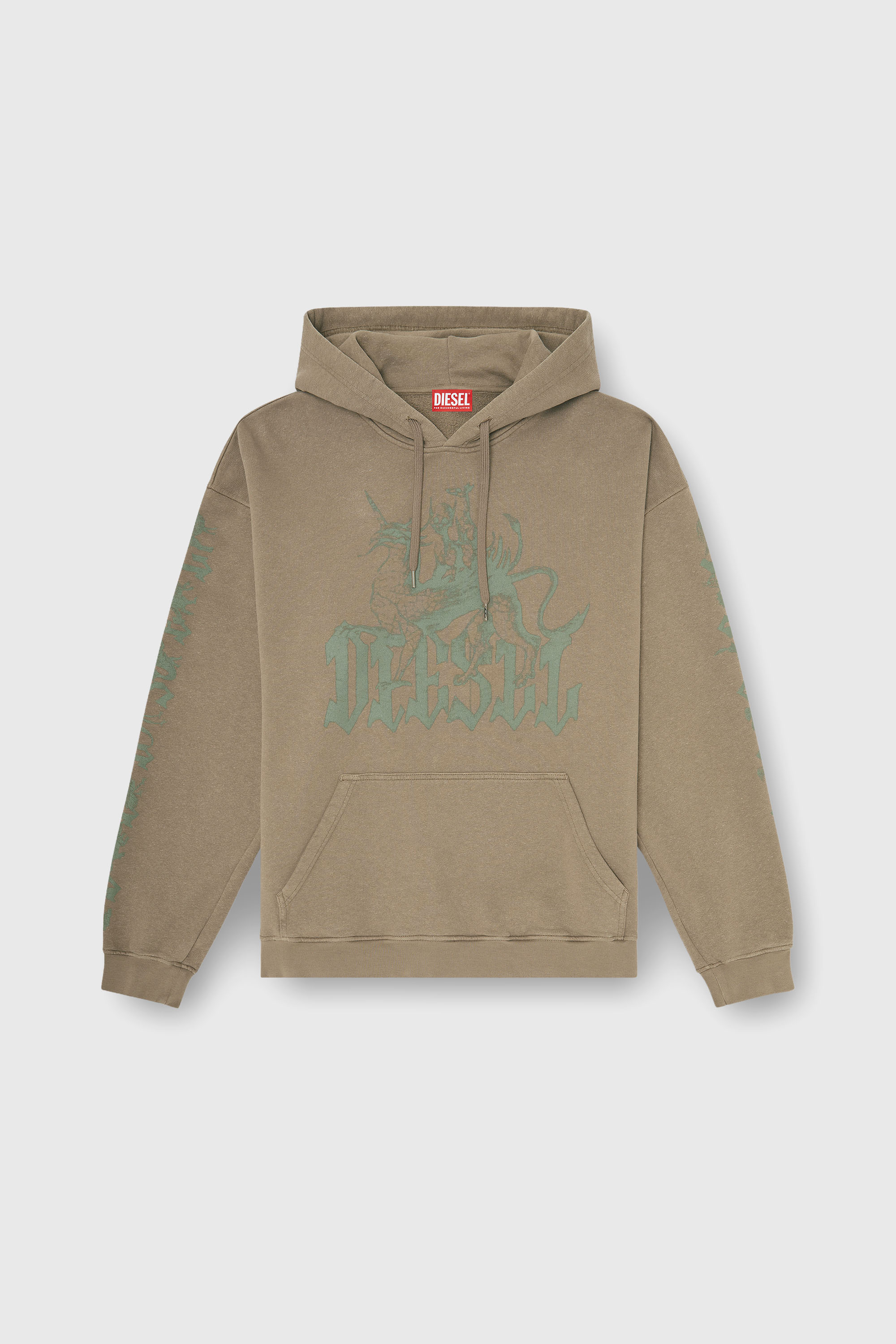 Diesel - S-GRIFFON, Sudadera tratada con estampado de grifo Hombre in Marr&oacute;n - 2