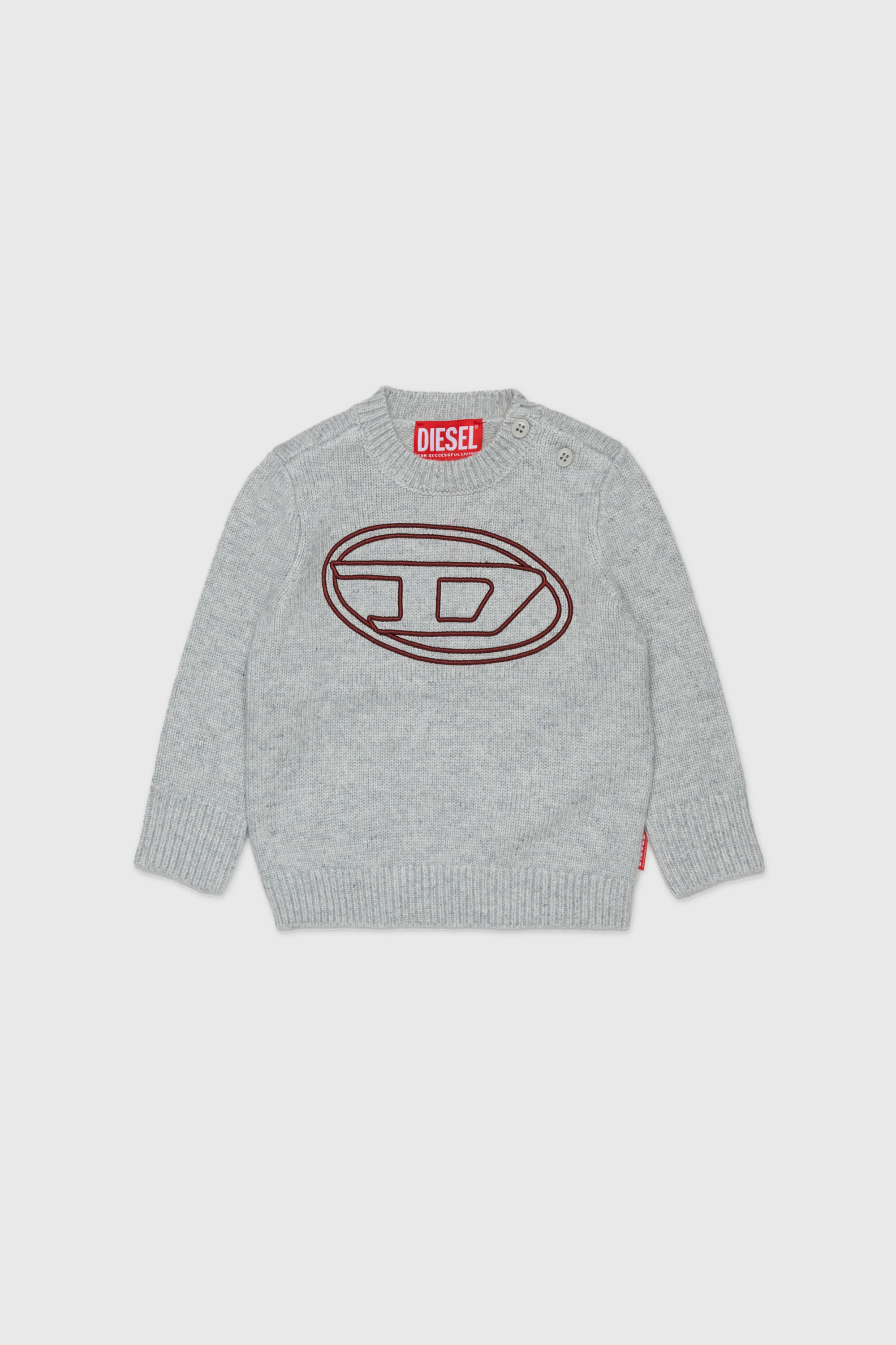 Diesel - KOMYB, Jersey enriquecido con cachemir y gran Oval D Hombre in Gris - 1