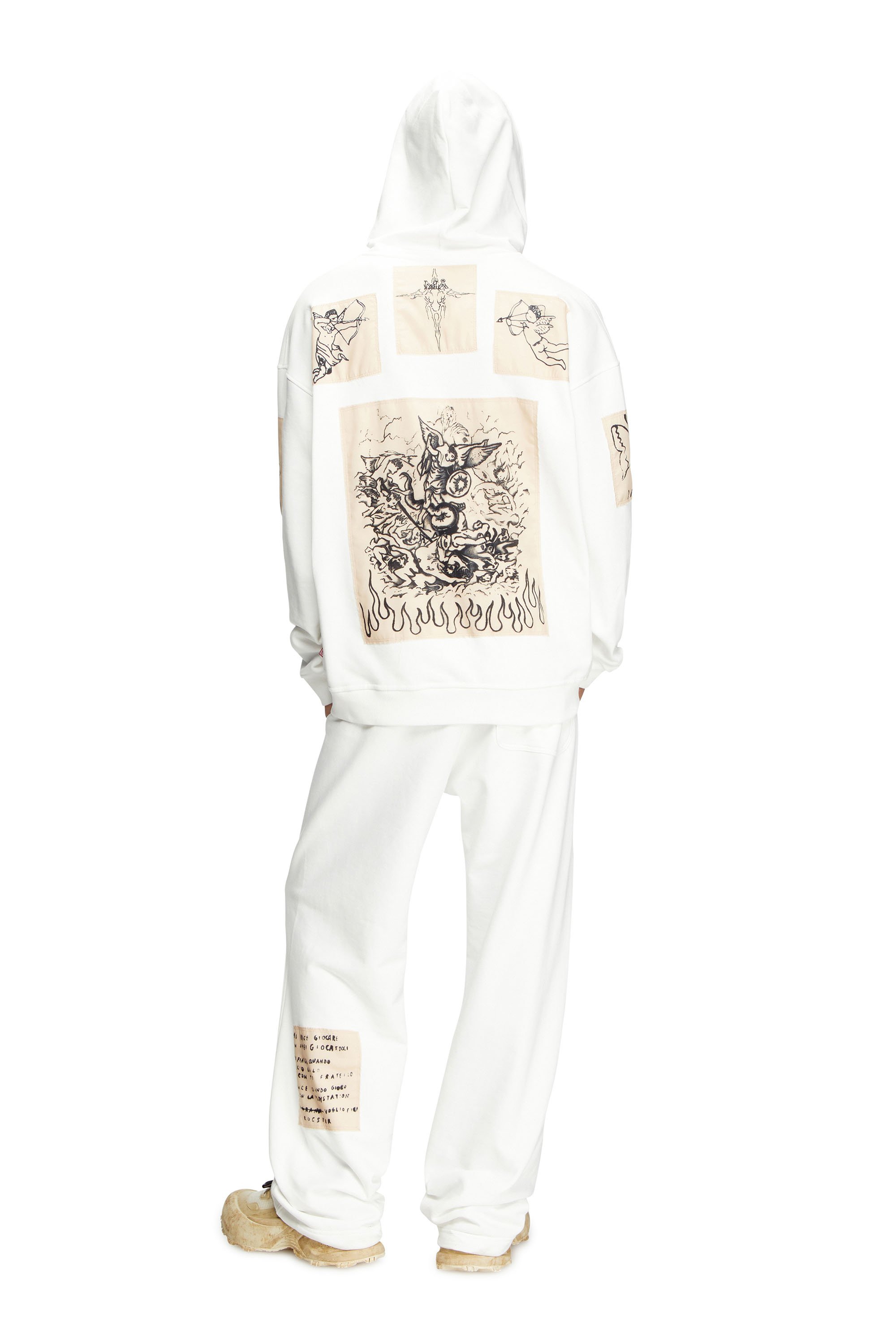 Diesel - S-BOXT-HOOD-DD, Sudadera con capucha y parches de tatuaje Unisex in Blanco - 2