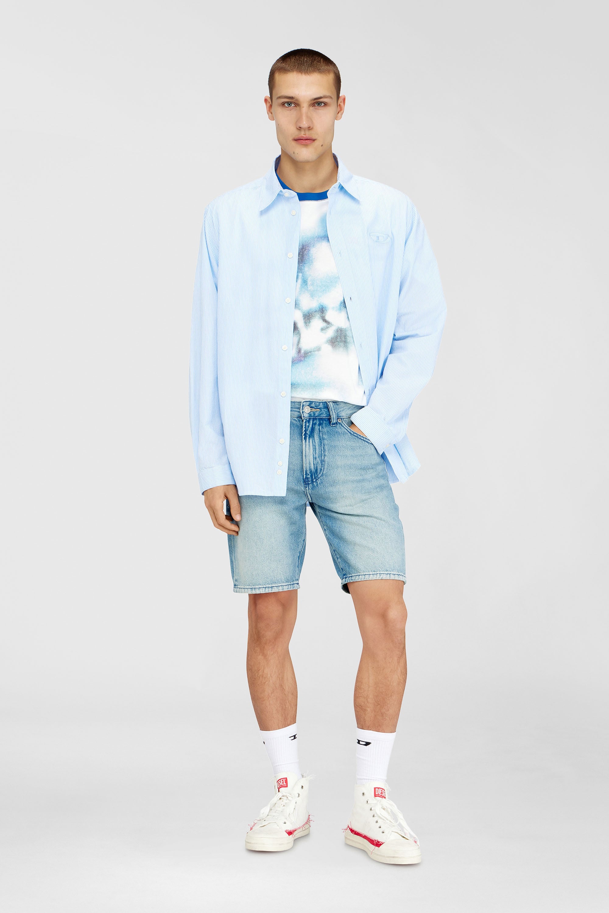 Diesel - SKM-D-TENNIS-CREW-17,5, Paquete de dos calcetines en canal&eacute; lisos y veteados Hombre in Multicolor - 2