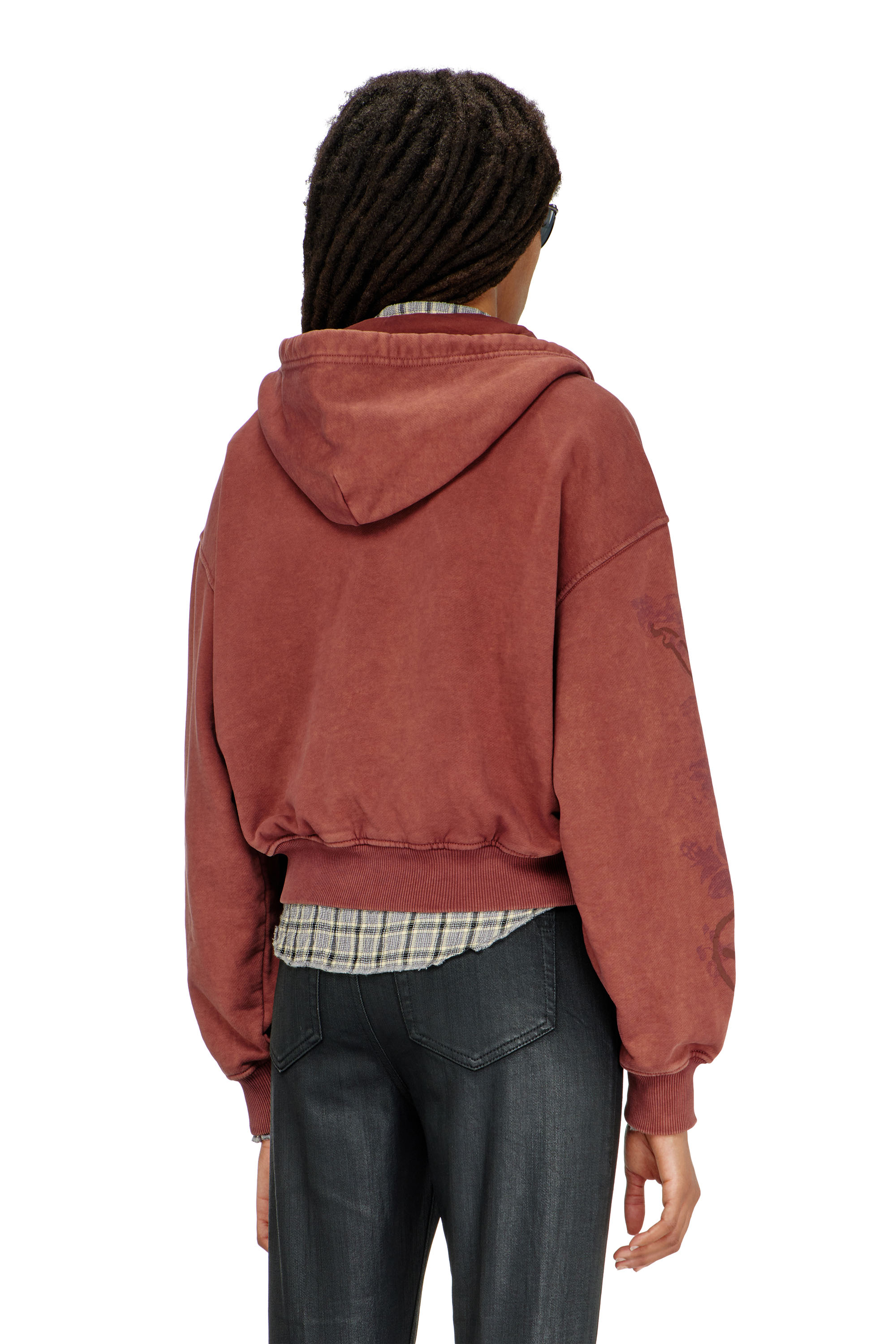 Diesel - F-ELYCY, Sudadera con cremallera y logo floral en relieve Mujer in ToBeDefined - 4