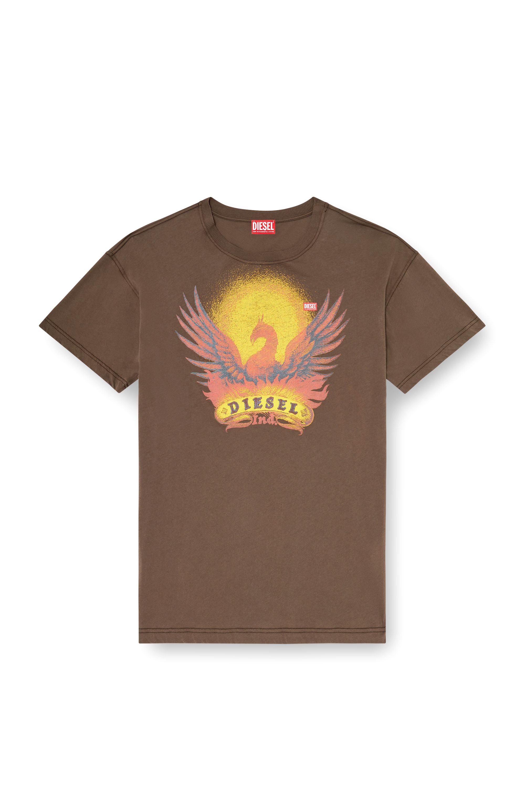 Diesel - T-NORM-AA1, Camiseta regular con estampado de f&eacute;nix Hombre in Marr&oacute;n - 2