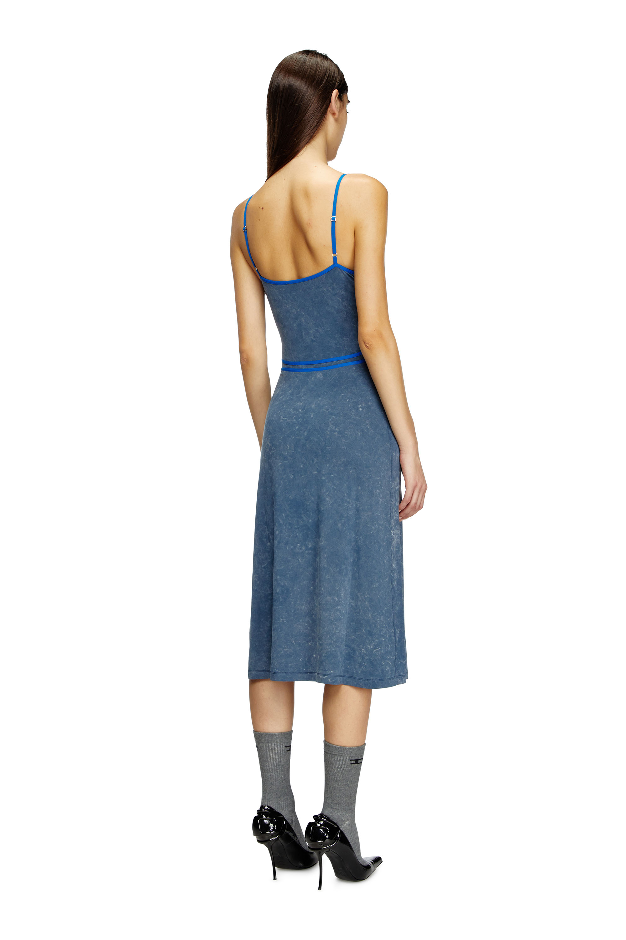 Diesel - D-WOW, Vestido de tirantes con detalle de ropa interior Mujer in Azul marino - 4