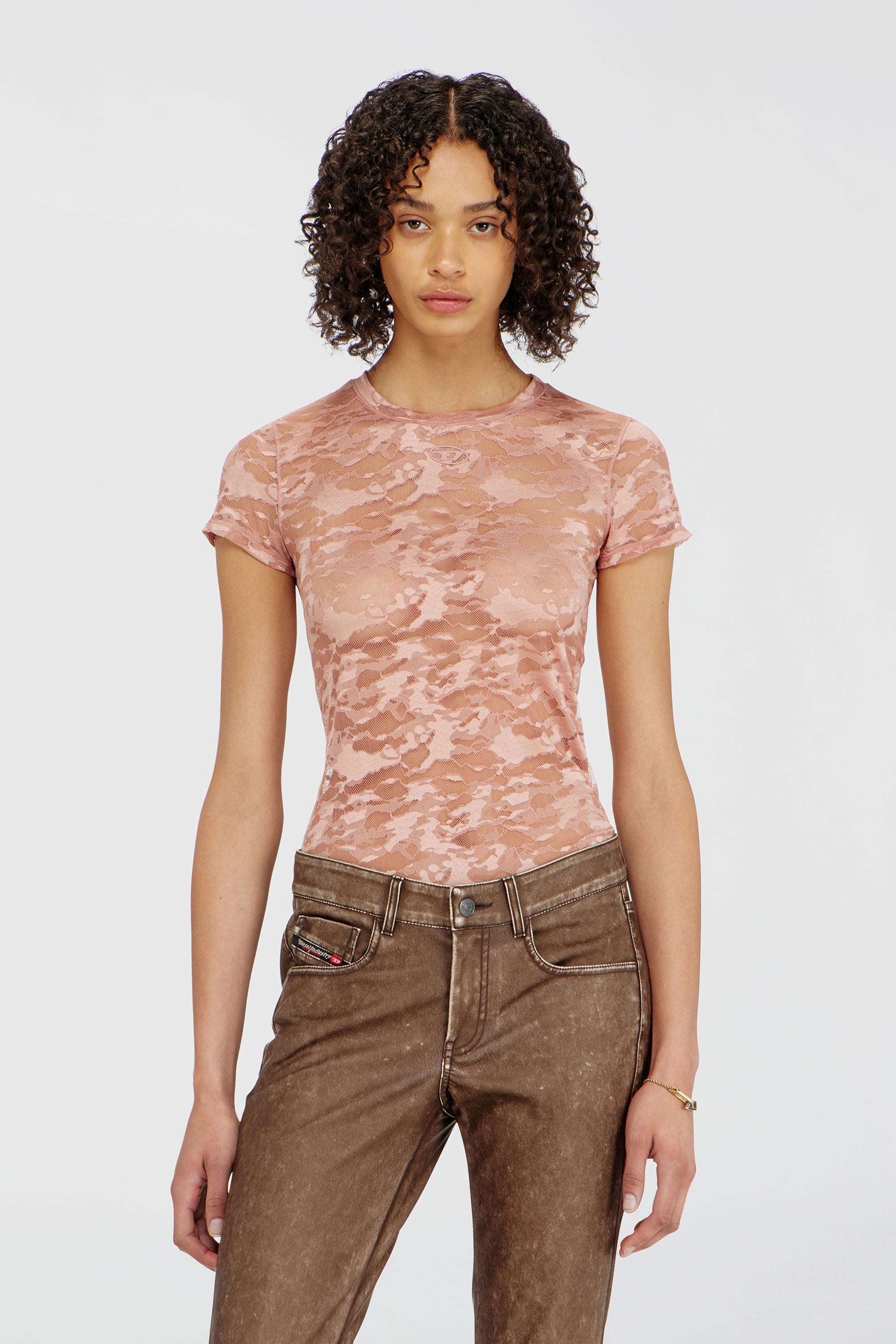Diesel - KASIA-UTLT, Camiseta de encaje camuflado Mujer in Rosa - 1