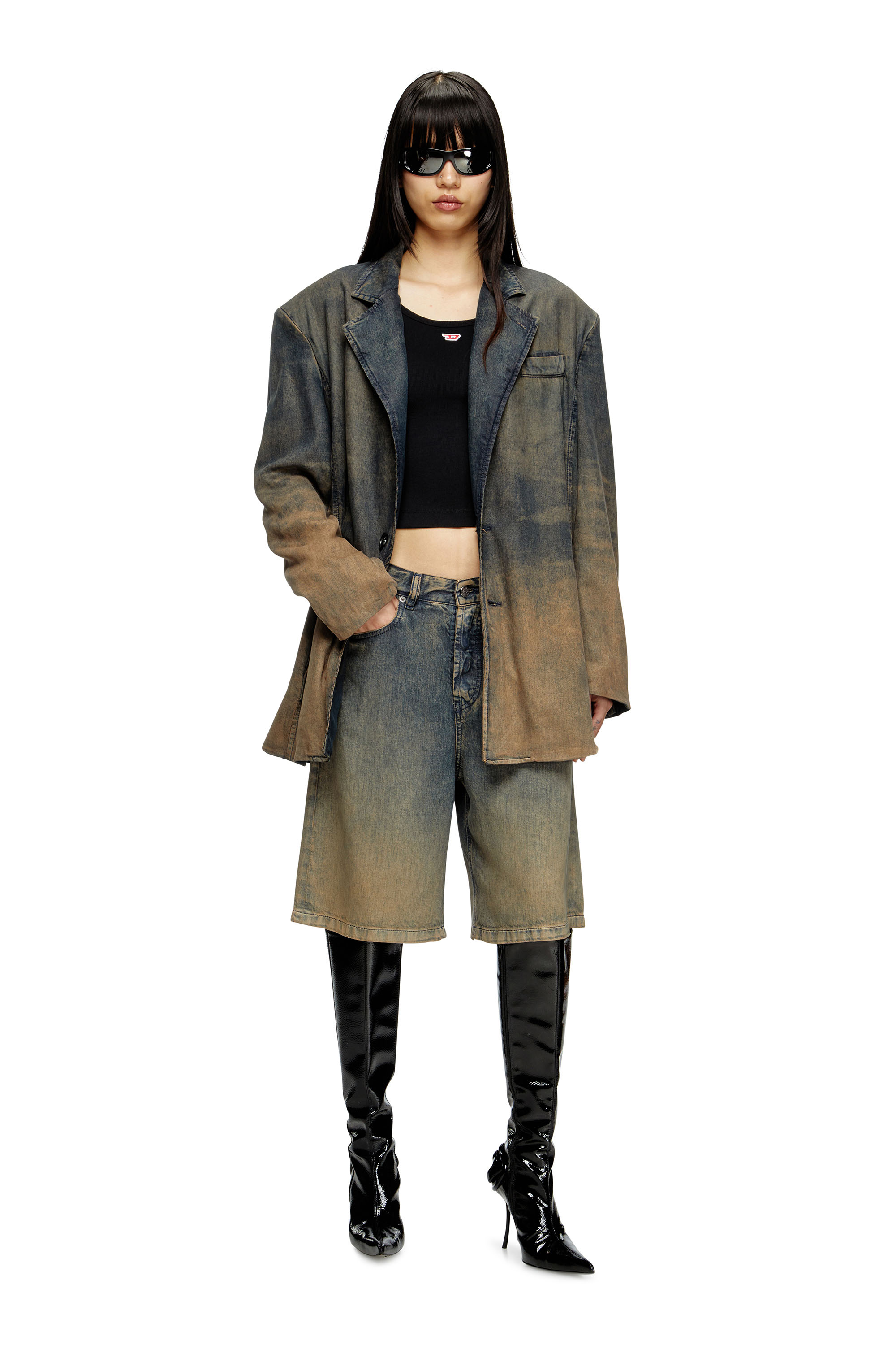 Diesel - T-BALLET-D, Camiseta de manga larga con parche D bordado Mujer in Negro - 1