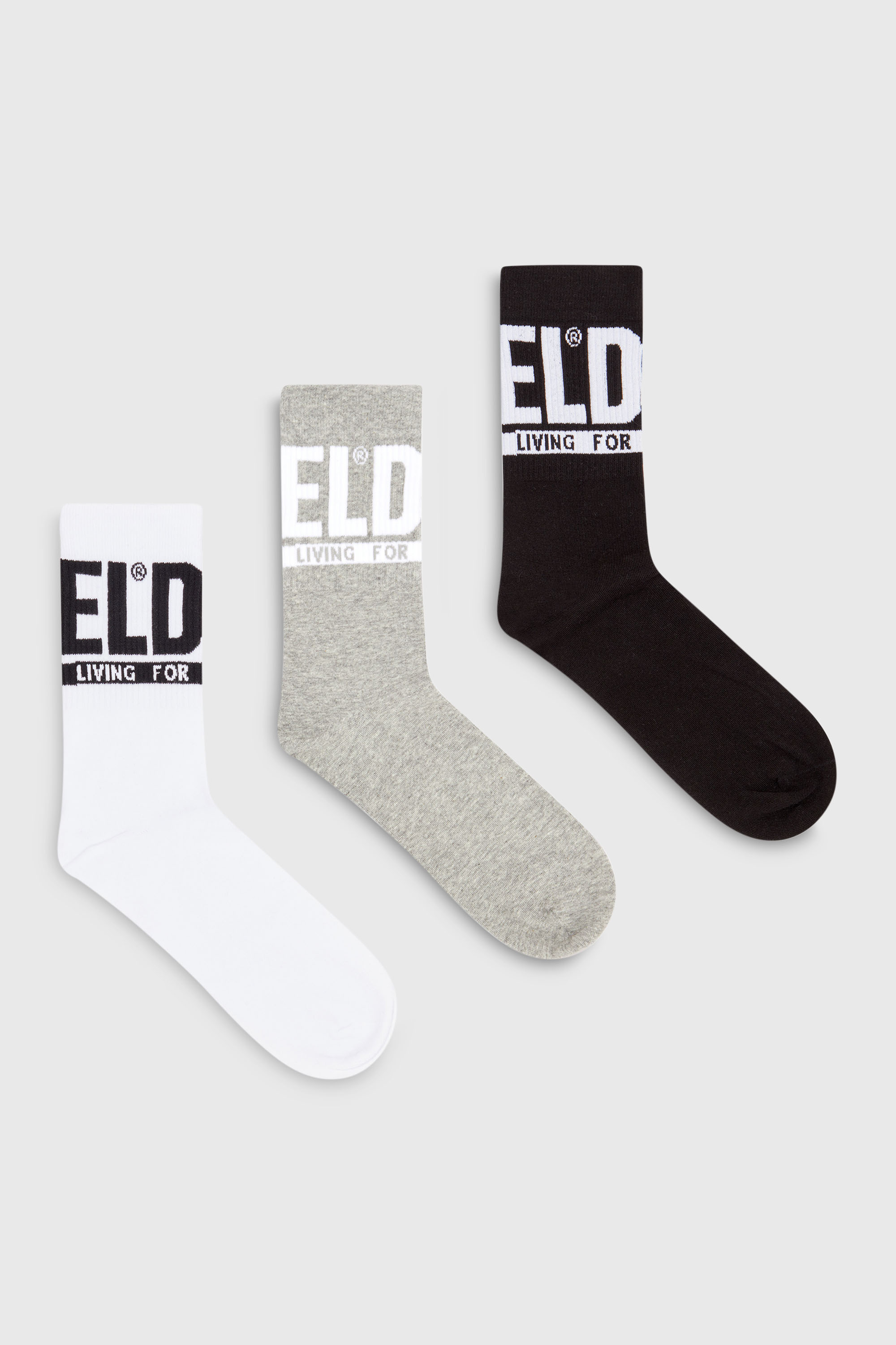 Diesel - SKM-RAY-THREEPACK, Paquete de tres calcetines con logotipo en el pu&ntilde;o Hombre in Multicolor - 1