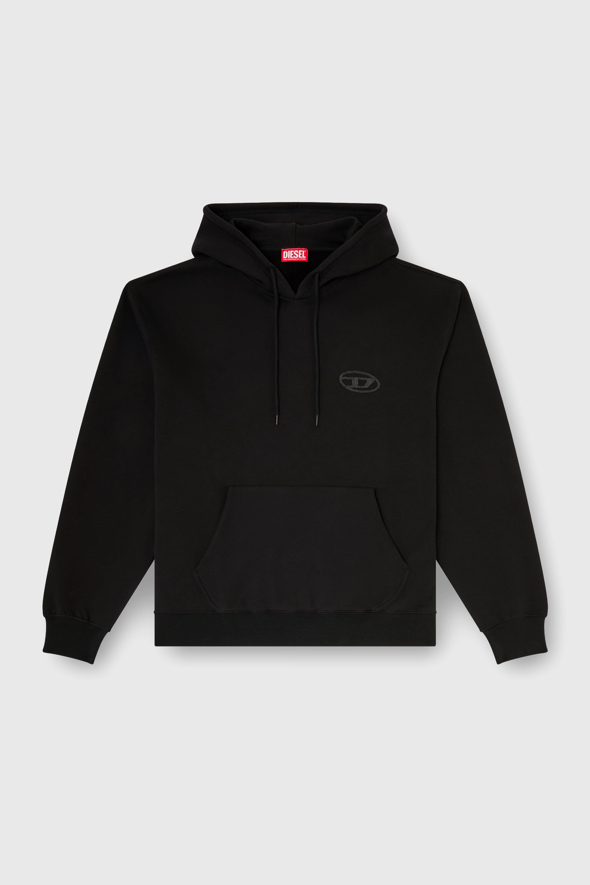 Diesel - S-LUK-H-T92, Sudadera con capucha de algod&oacute;n con bordado del logotipo Oval D tono sobre tono Hombre in Negro - 2