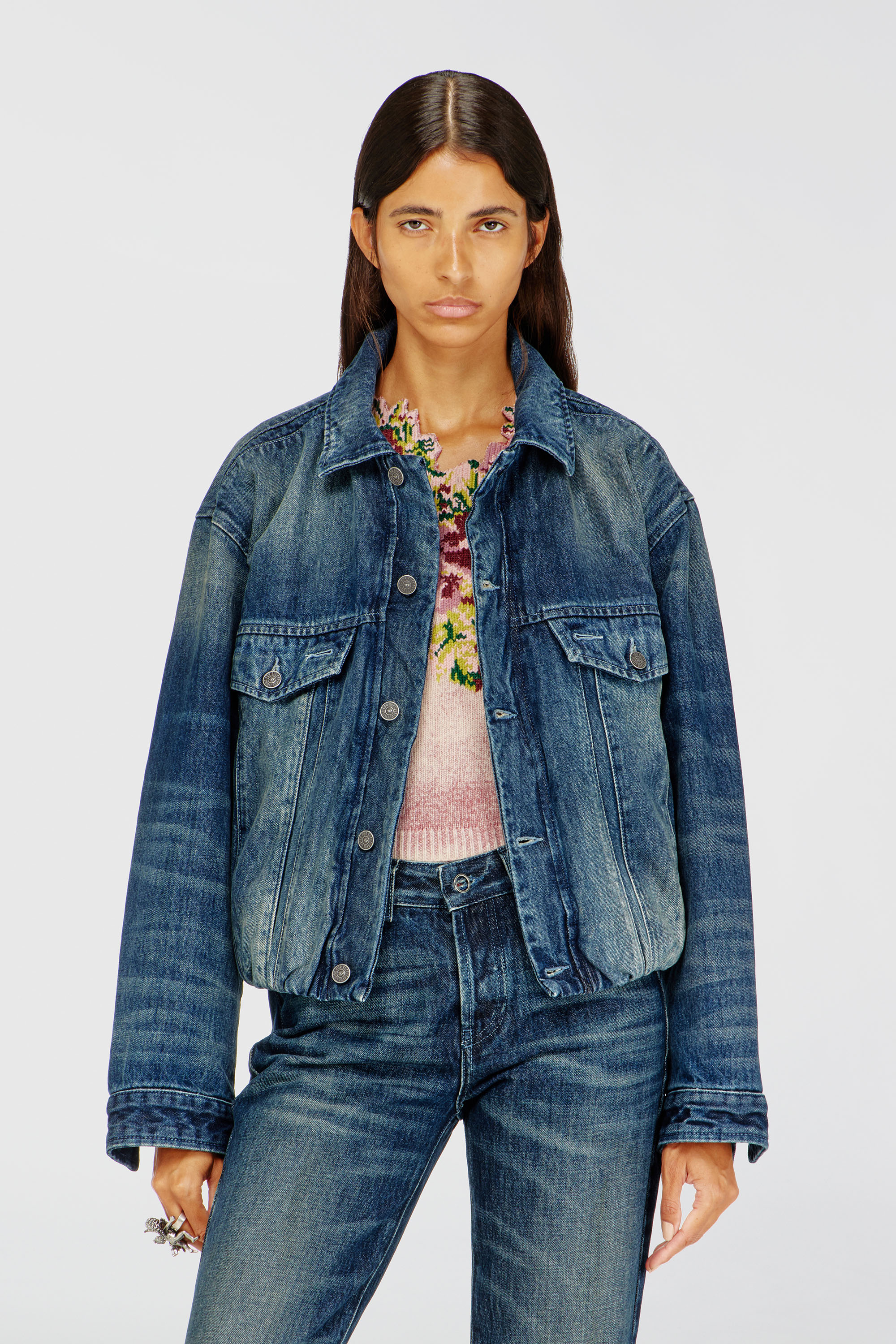 Diesel - DE-MORVI-FSJ, Chaqueta vaquera el&aacute;stica Mujer in Azul marino - 1