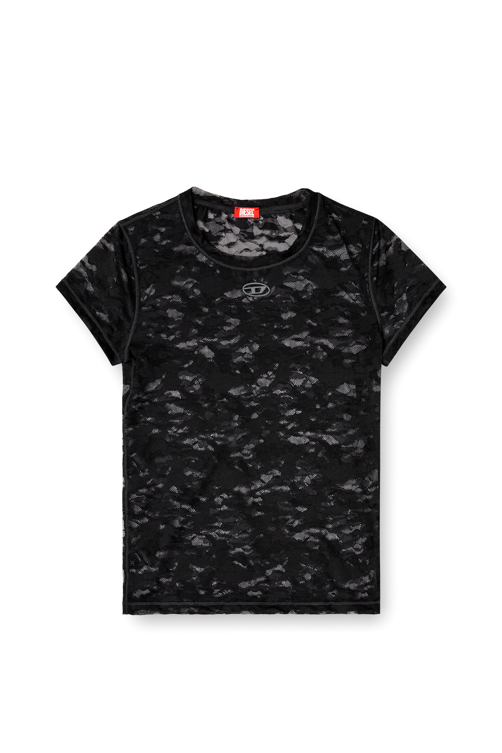 Diesel - KASIA-UTLT, Camiseta de encaje camuflado Mujer in Negro - 4