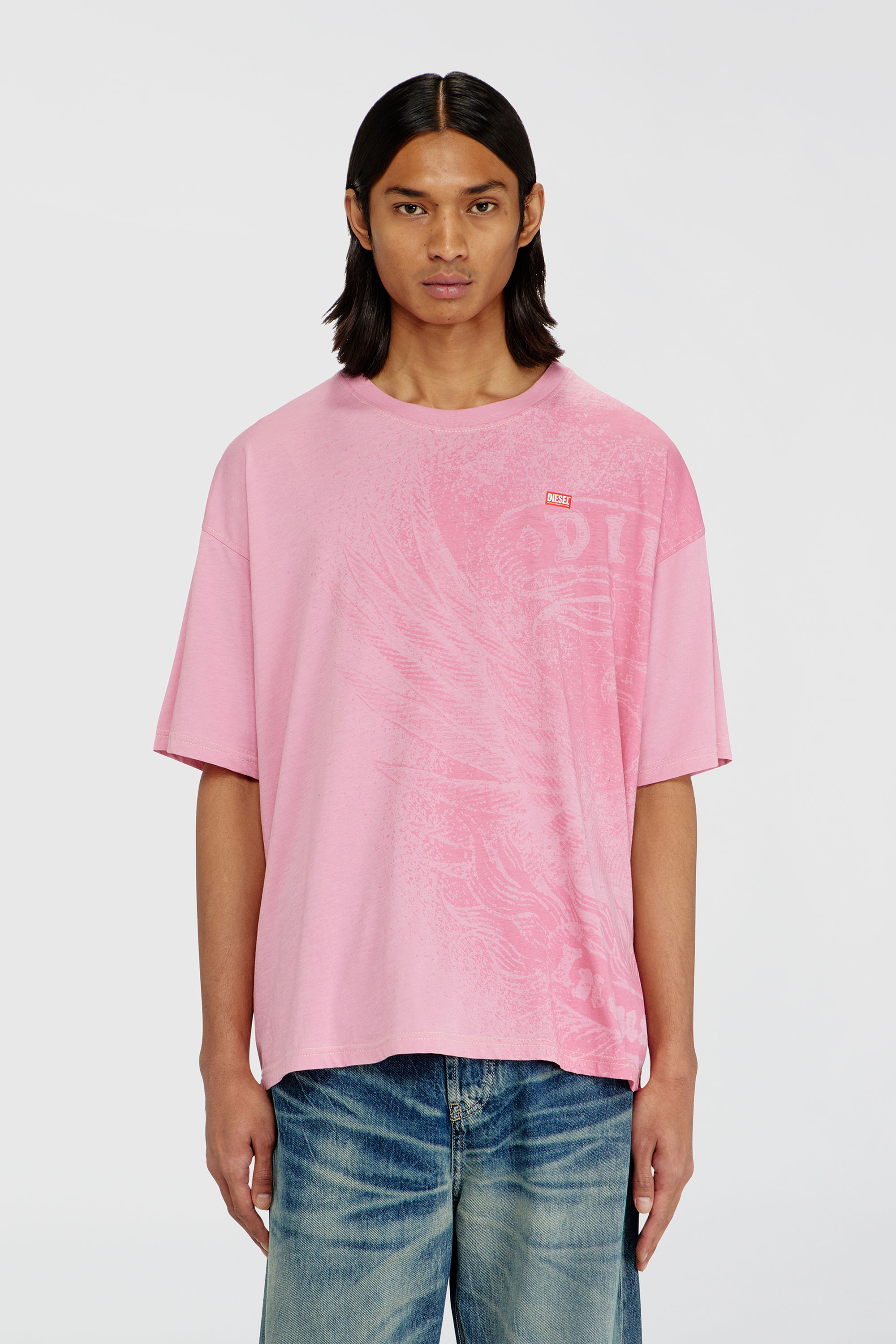 Diesel - T-BOXT-AA3, Camiseta de corte relajado con estampados de Hombre in Rosa - 1