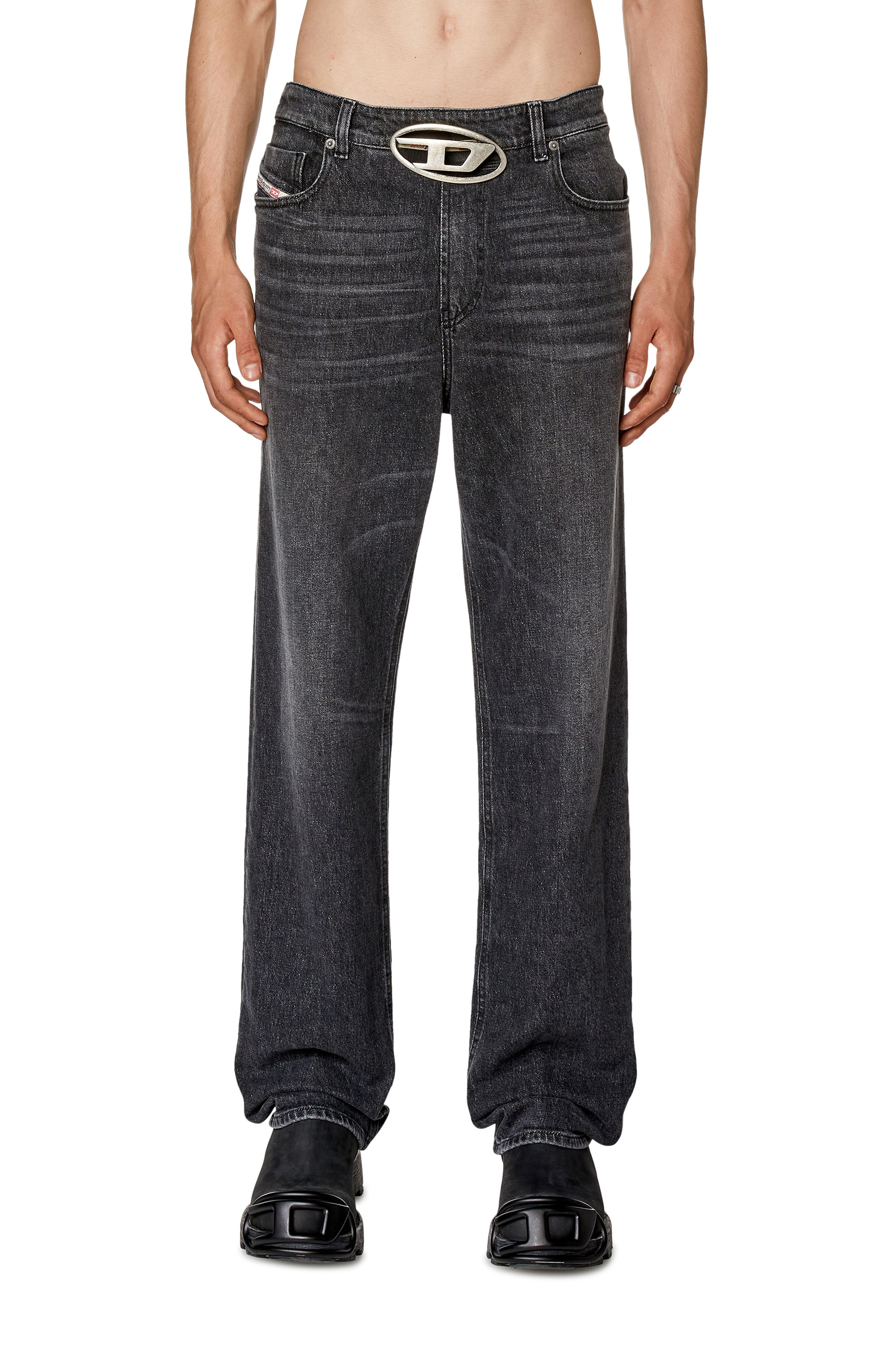 Diesel - 1955 D-Rekiv 0CKAH Straight Jeans, Negro/Gris oscuro - Image 1