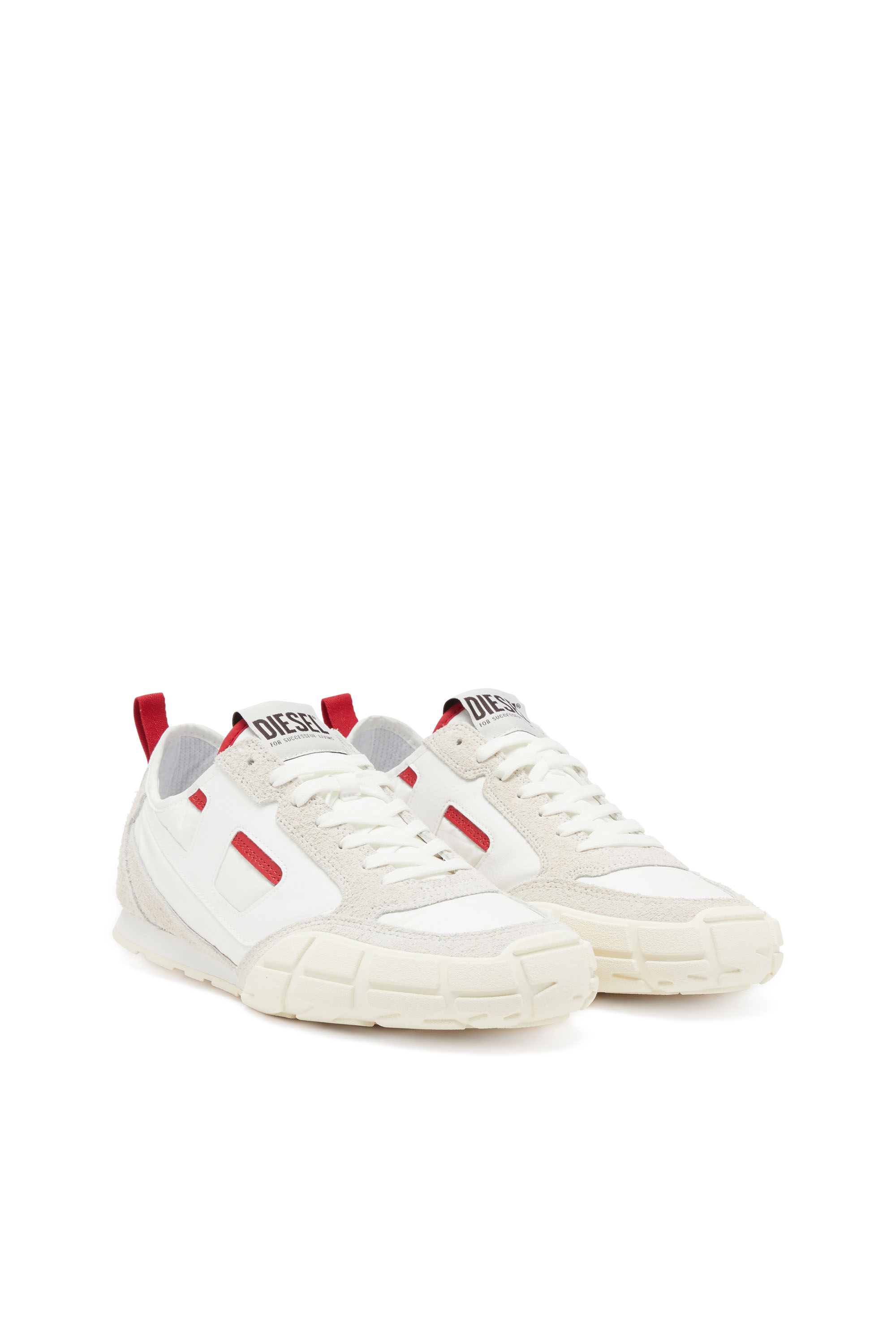 Diesel - S-PAGODHA LOW, Man's Sneakers in leather, suede and ripstop in White/Red - 2