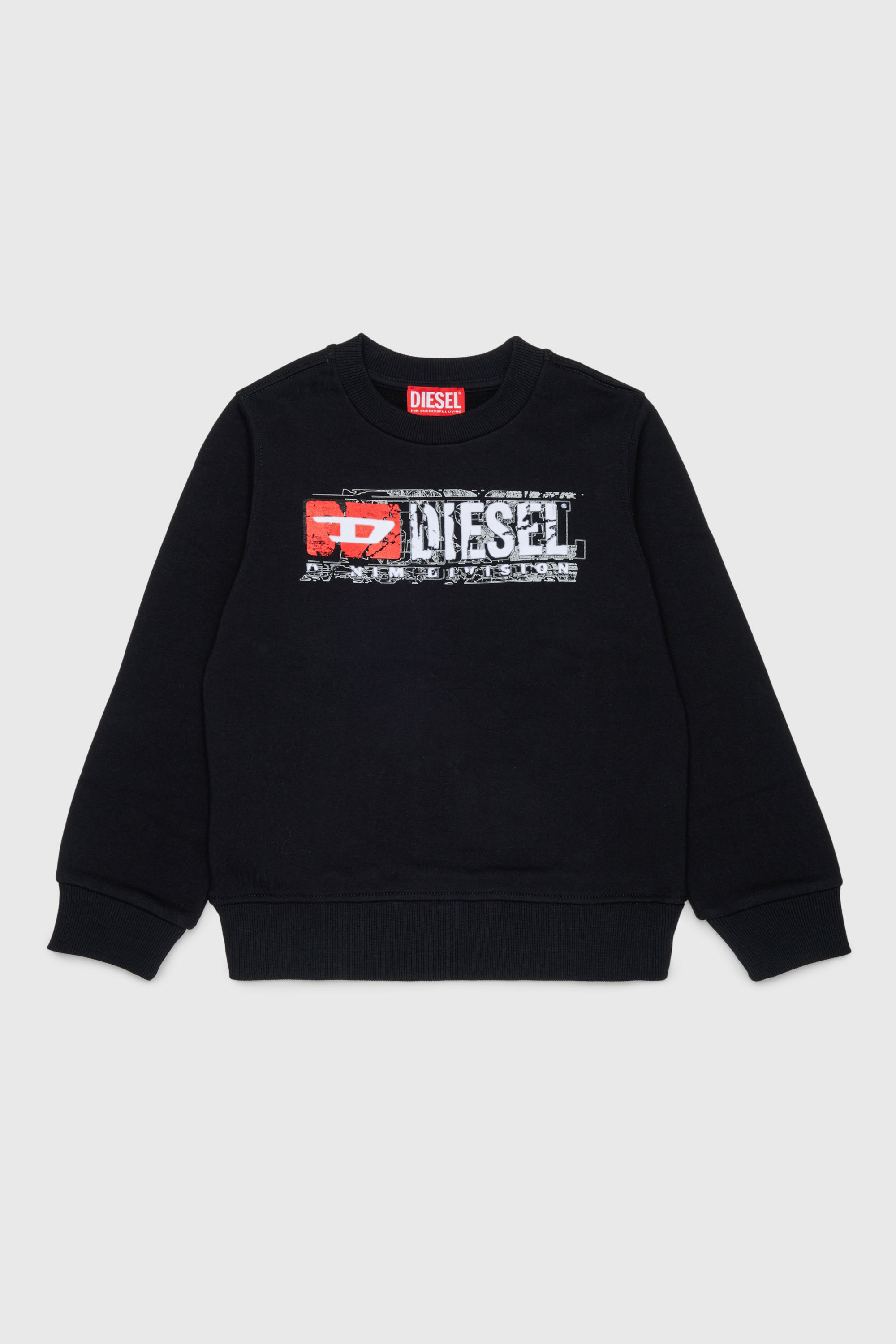 Diesel - SLOMIX, Sudadera con logo efecto desgastado Hombre in Negro - 1
