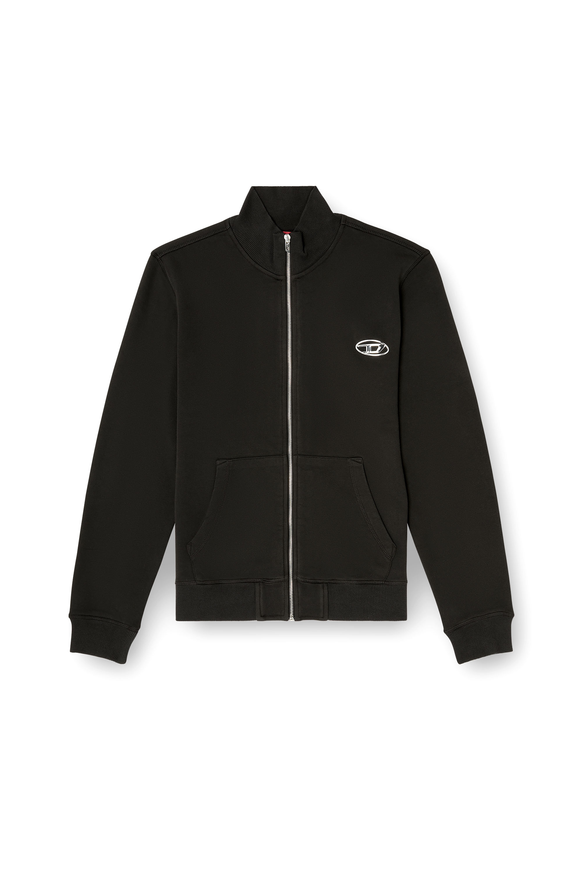 Diesel - S-GINN-ZIP-IOD, Sudadera con cuello simulado y Oval D metálico Hombre in Negro - 2