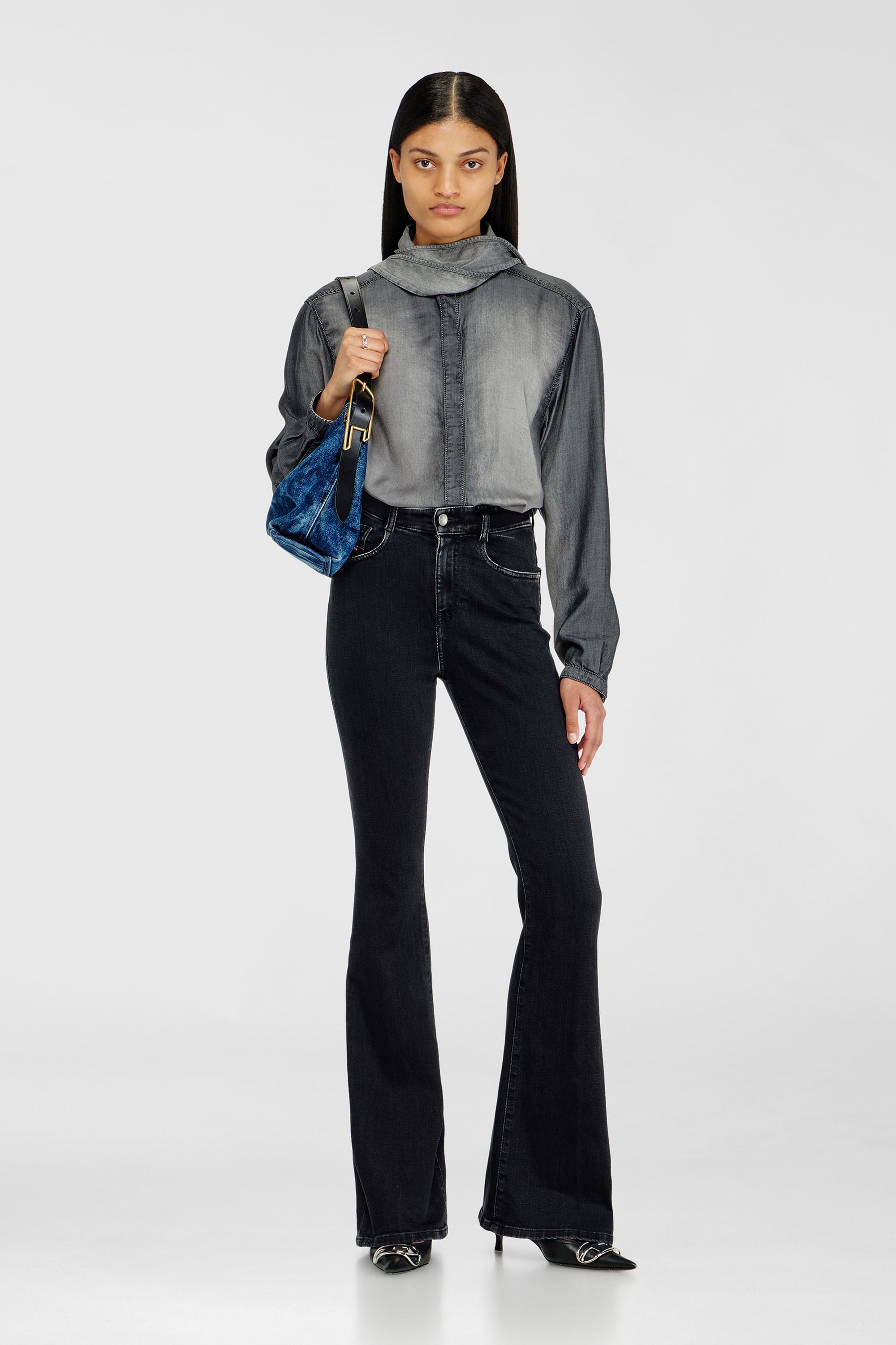 Diesel - D-LINE HOBO S, D-Line-Bolso de hombro en deim Mujer in Azul marino - 2