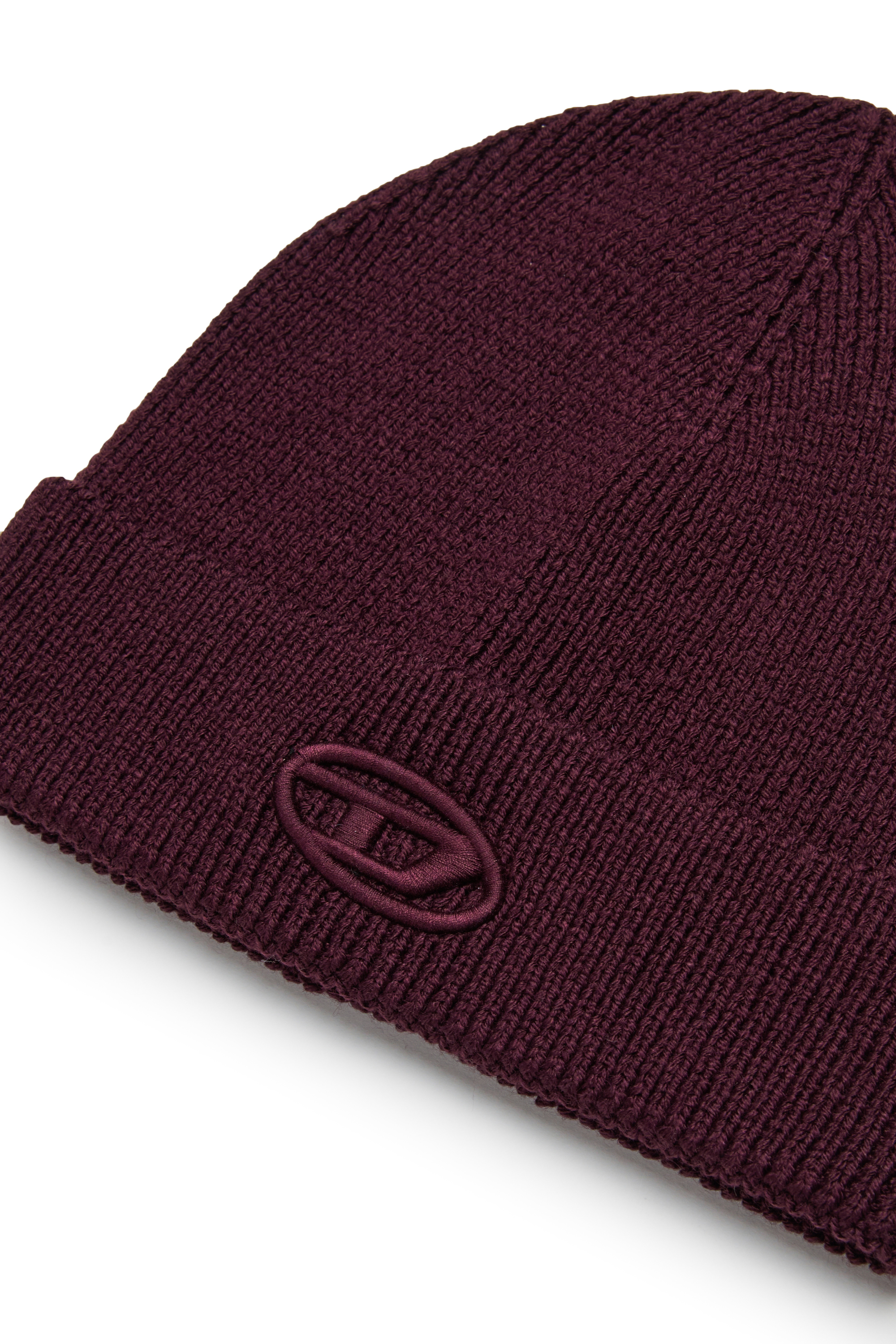 Diesel - FKCODERFULLYC, Gorro de lana con logo bordado Unisex in Morado - 3