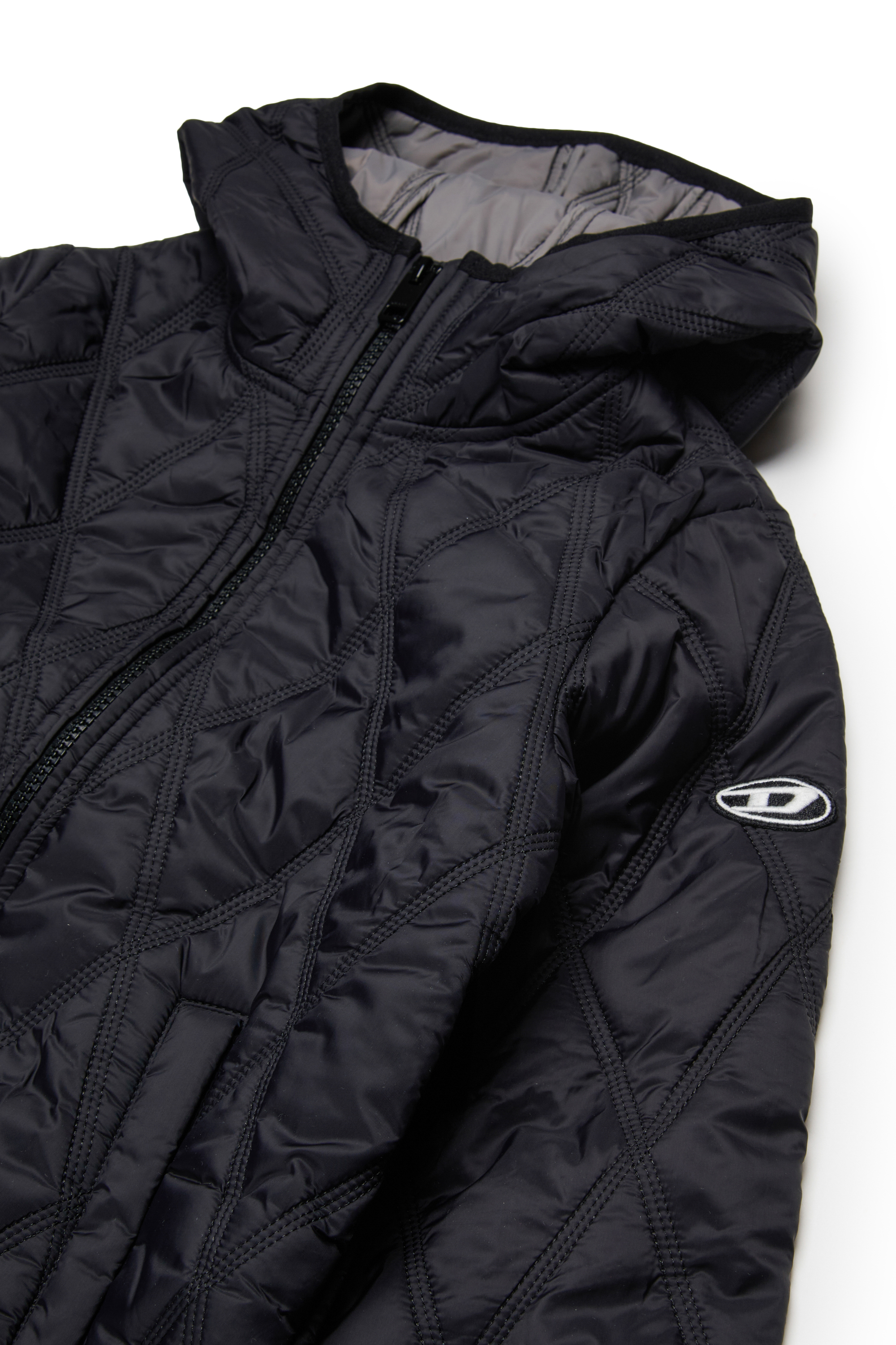 Diesel - JFOSSIRLS, Chaqueta acolchada con capucha Unisex in Negro - 3