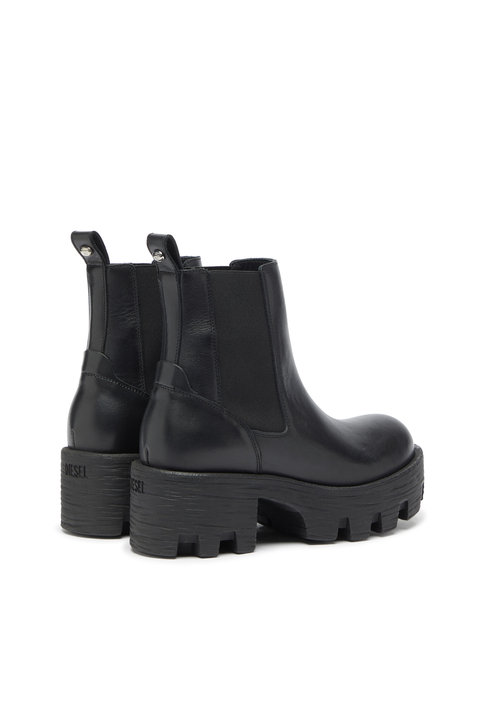 Diesel - D-HAMMER CHUNKY W, D-Hammer - Botines Chelsea de piel con suela gruesa Mujer in Negro - 3