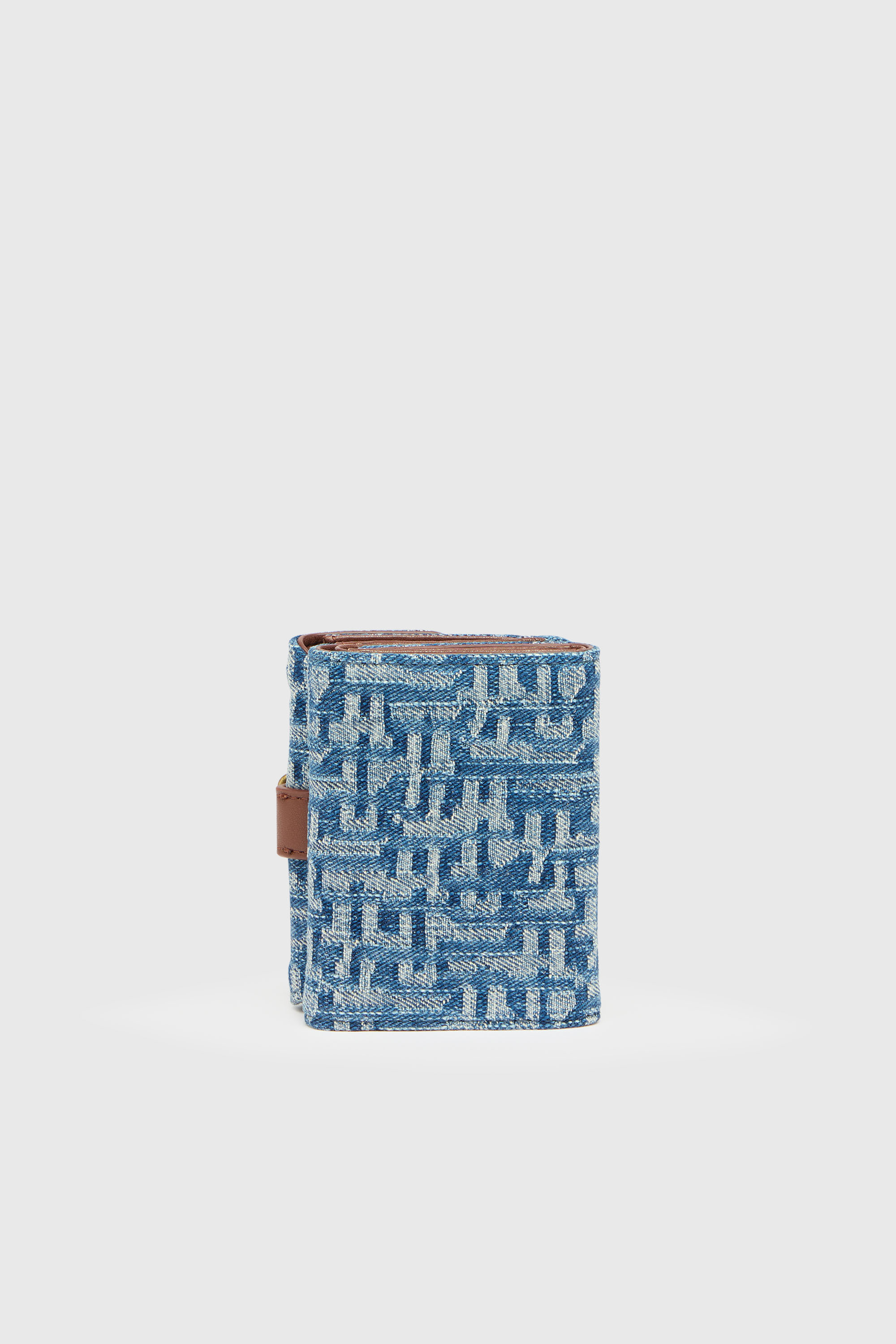 Diesel - D-LINE TRI FOLD COIN XS II, Tri-fold wallet en monogram denim con detalle de cintur&oacute;n Mujer in Azul marino - 2