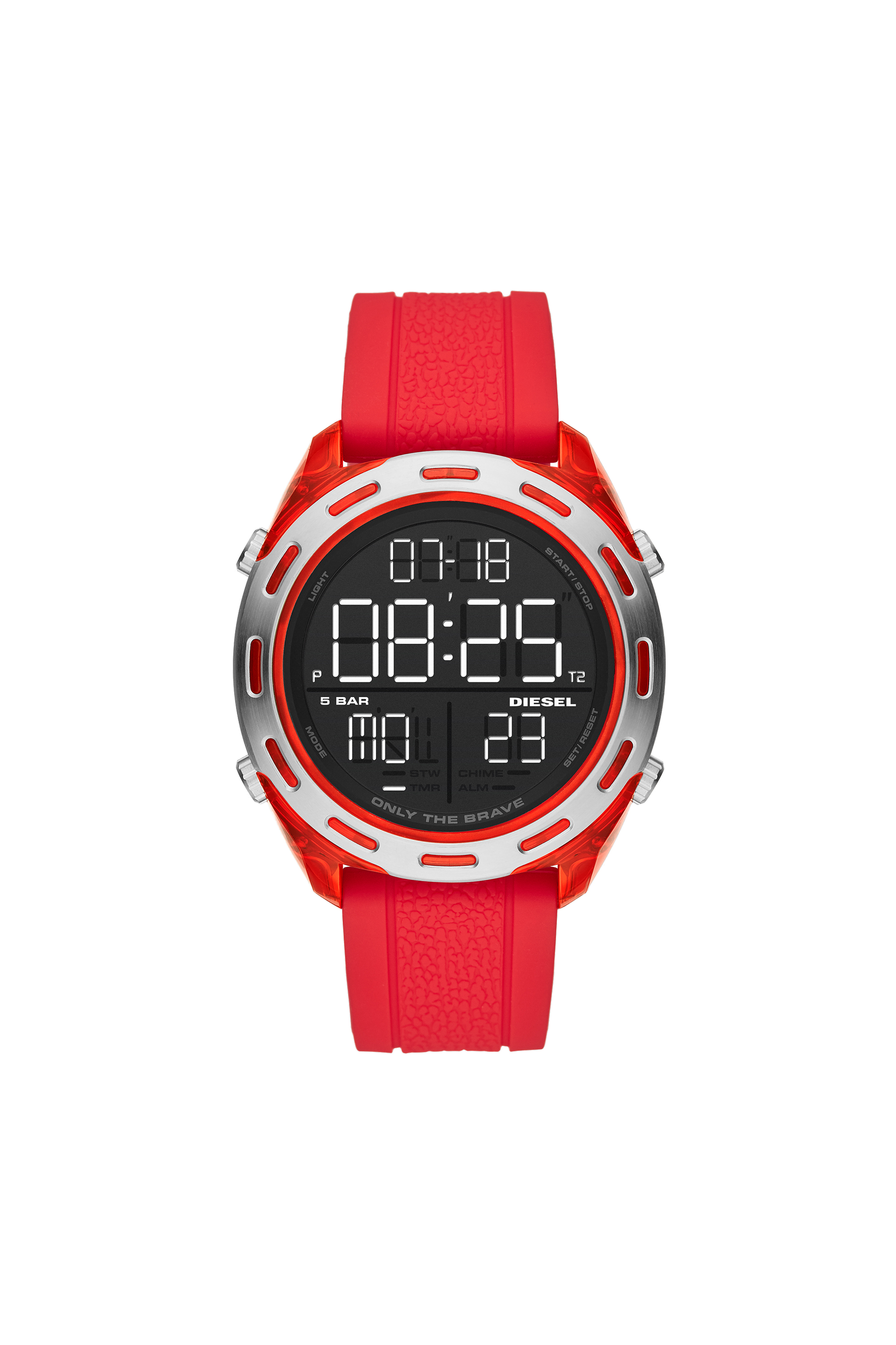 Diesel - DZ1900, Reloj Crusher digital con correa en silicona roja Hombre in Rojo - 1