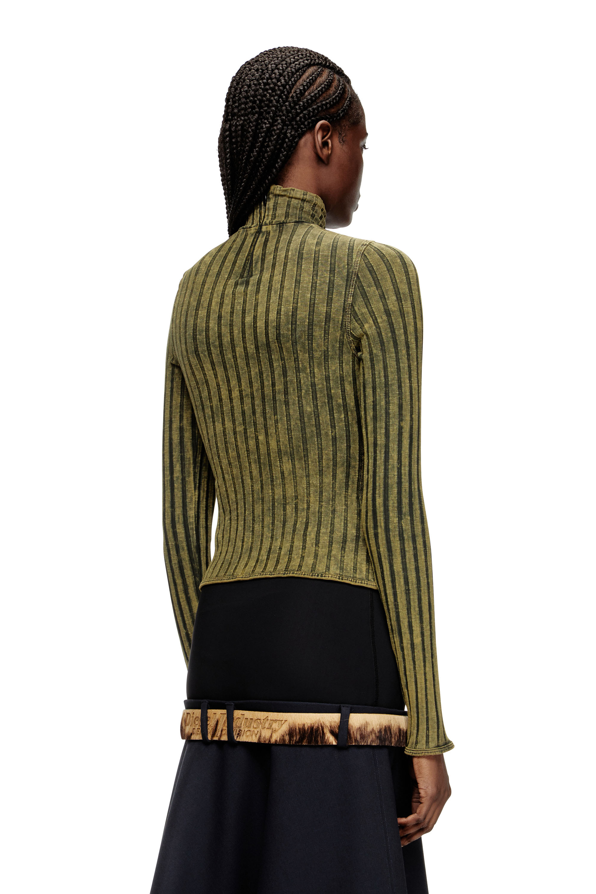Diesel - T-CLAWA, Suéter en jersey de canalé ancho tratado Mujer in Verde - 4