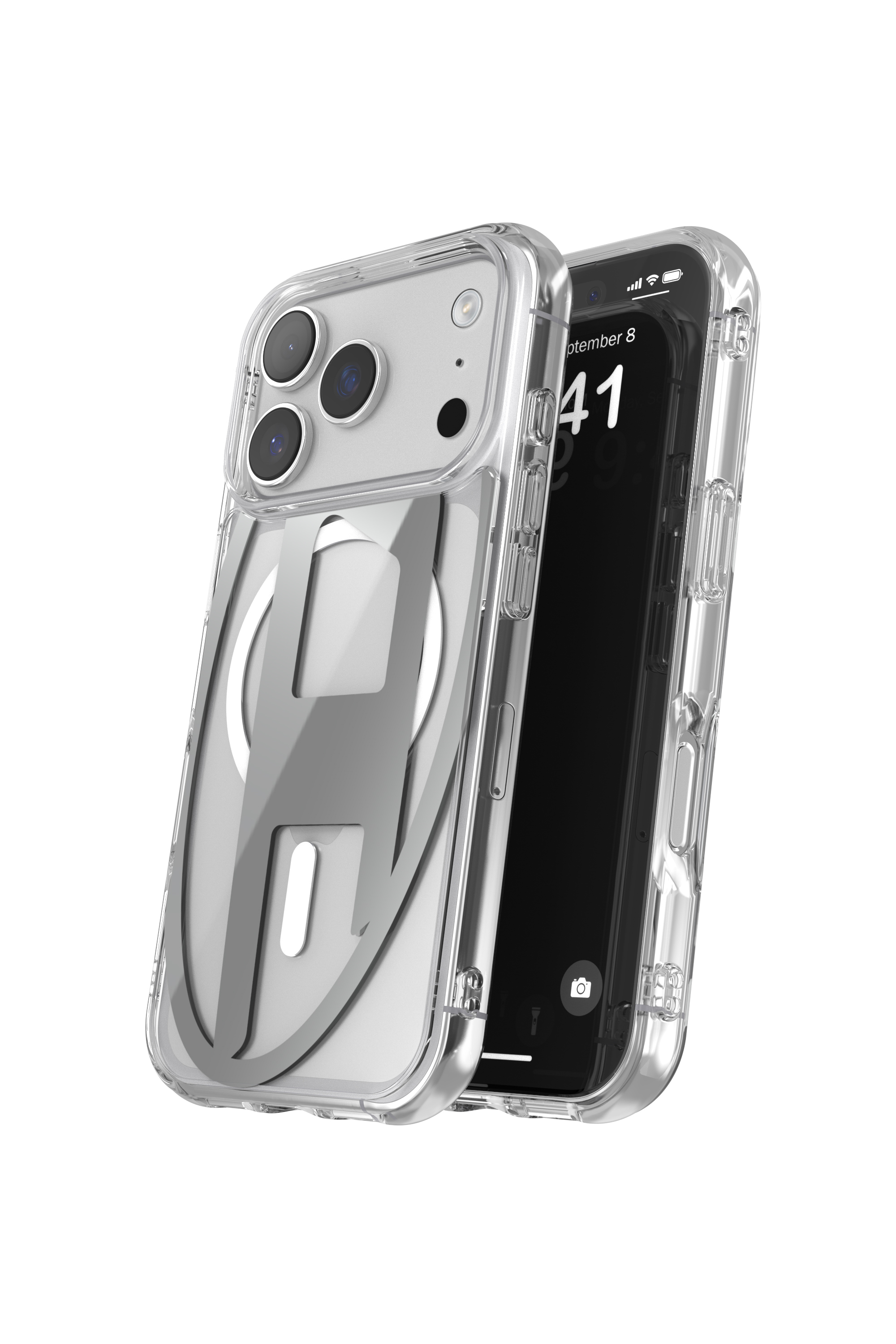 Diesel - 60413 AOP CASE, Funda metálica Oval D con Magsafe para iPhone 17 Pro Unisex in Gris - 3