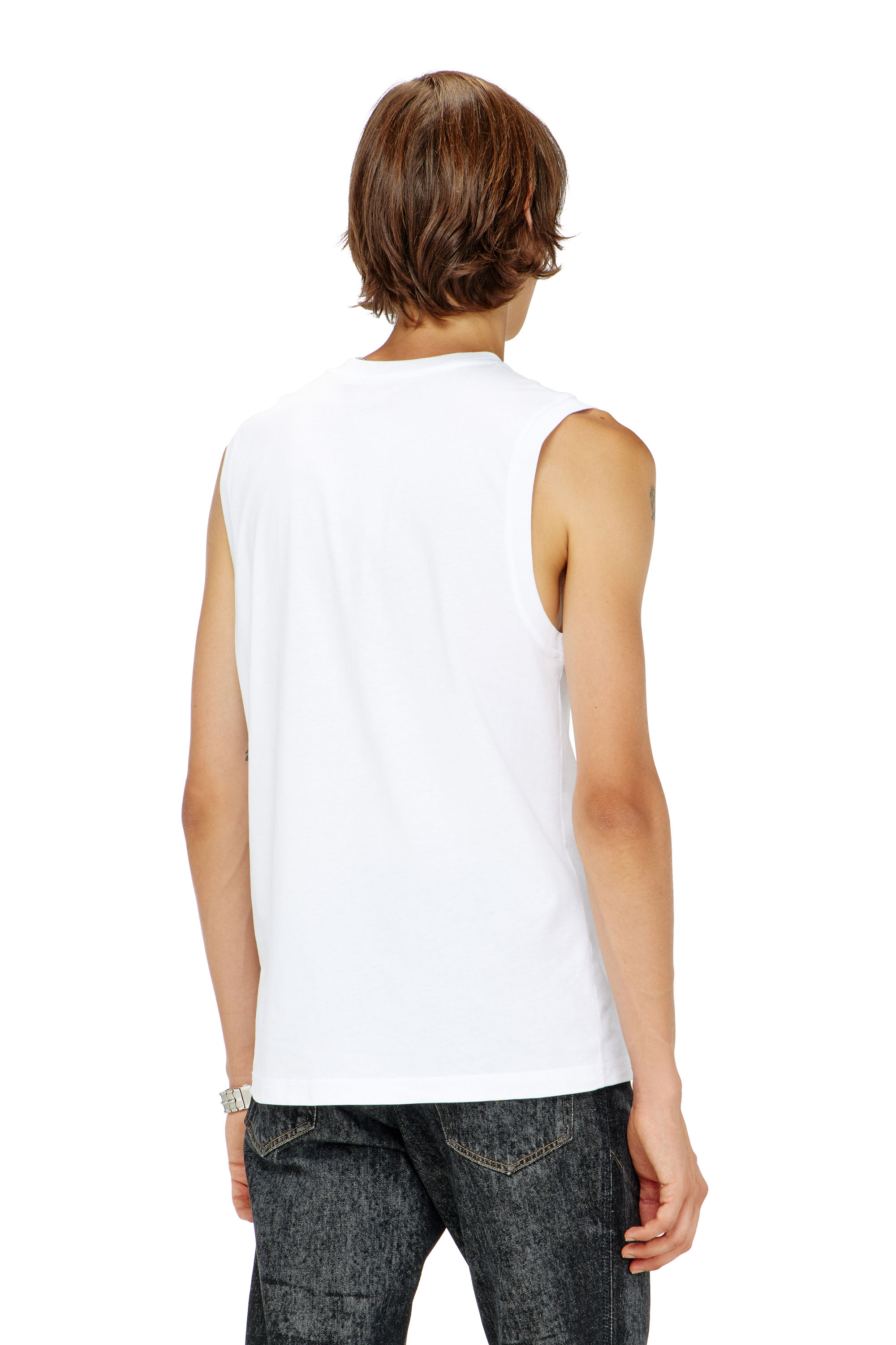 Diesel - T-ISCO-DIV, Camiseta sin mangas con logotipo estampado en el pecho Hombre in Blanco - 4