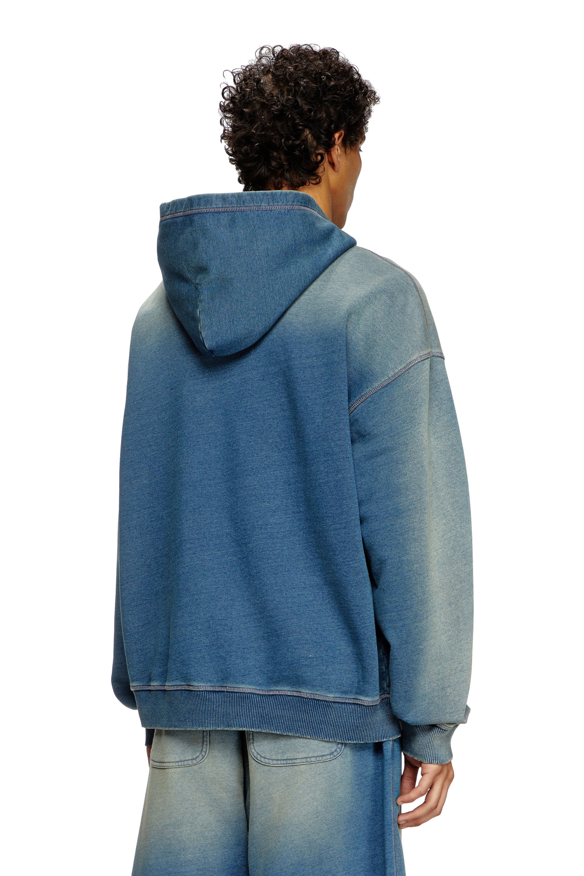 Diesel - S-BOXT-HOOD-R6, Sudadera con capucha desteñida con bordado del logotipo Hombre in Azul marino - 4