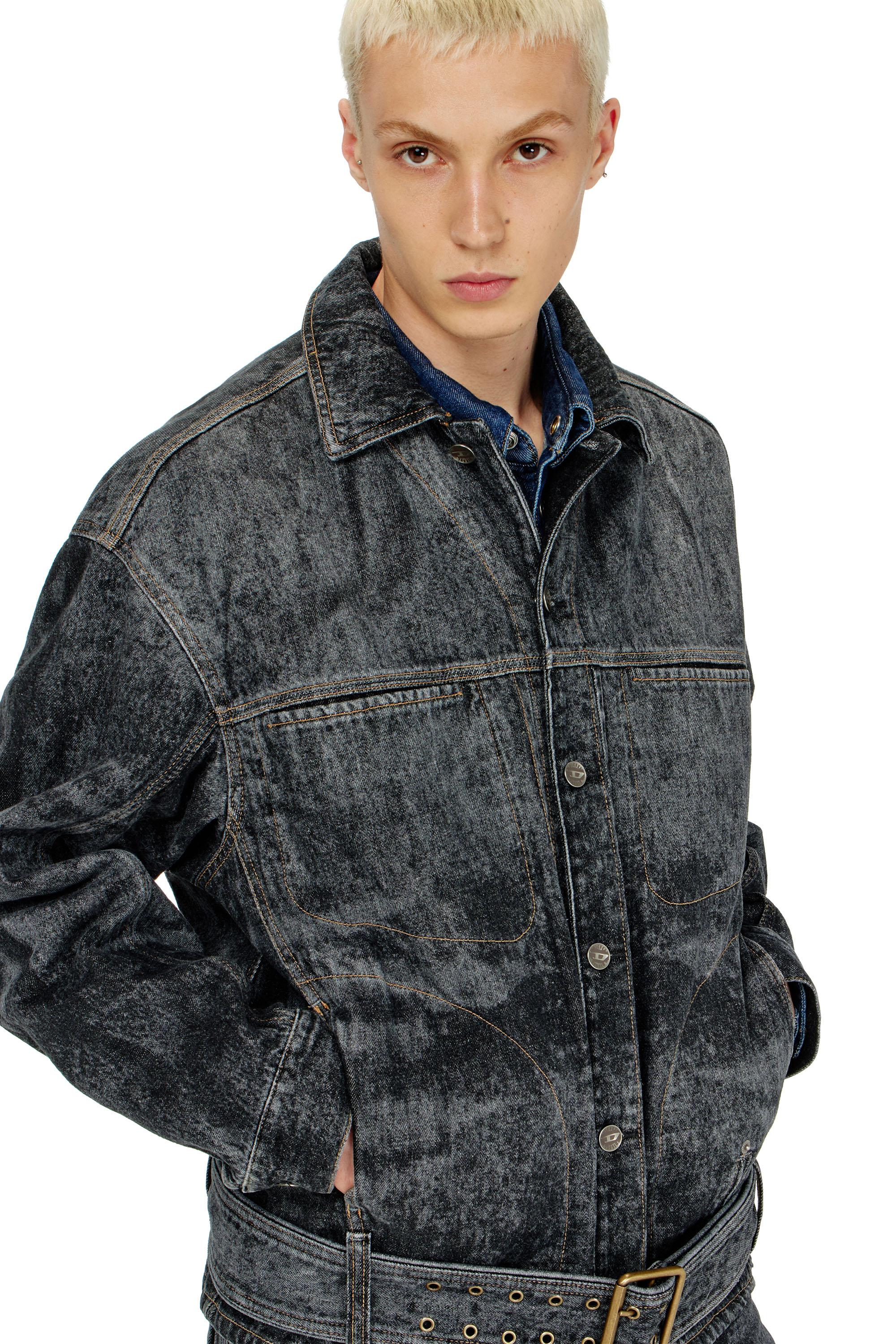 Diesel - D-VALERO-S, Chaqueta vaquera inspirada en el biker Hombre in Negro - 5