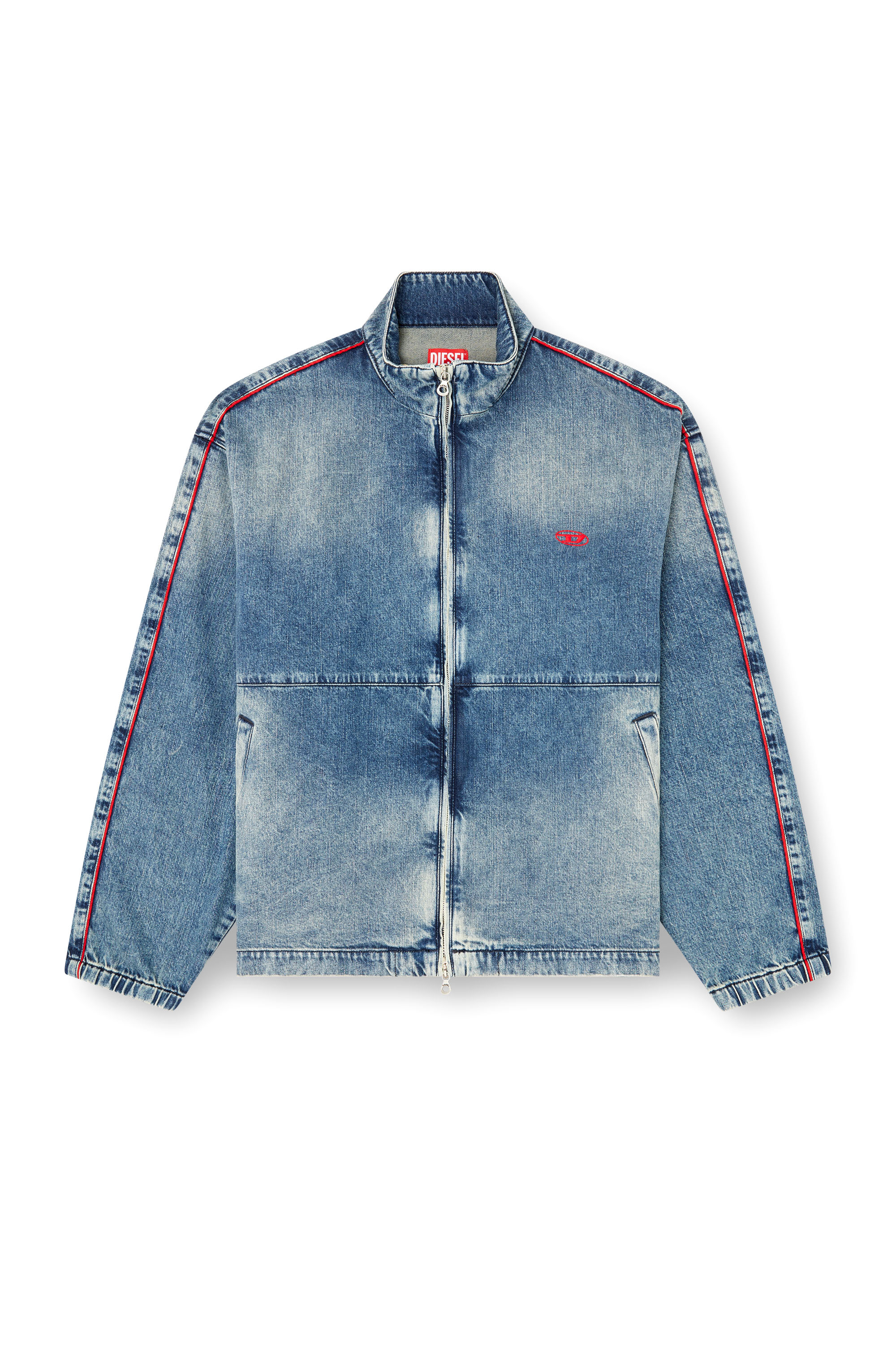 Diesel - D-KRAP-S2, Chaqueta denim con ribetes rojos Hombre in Azul marino - 3