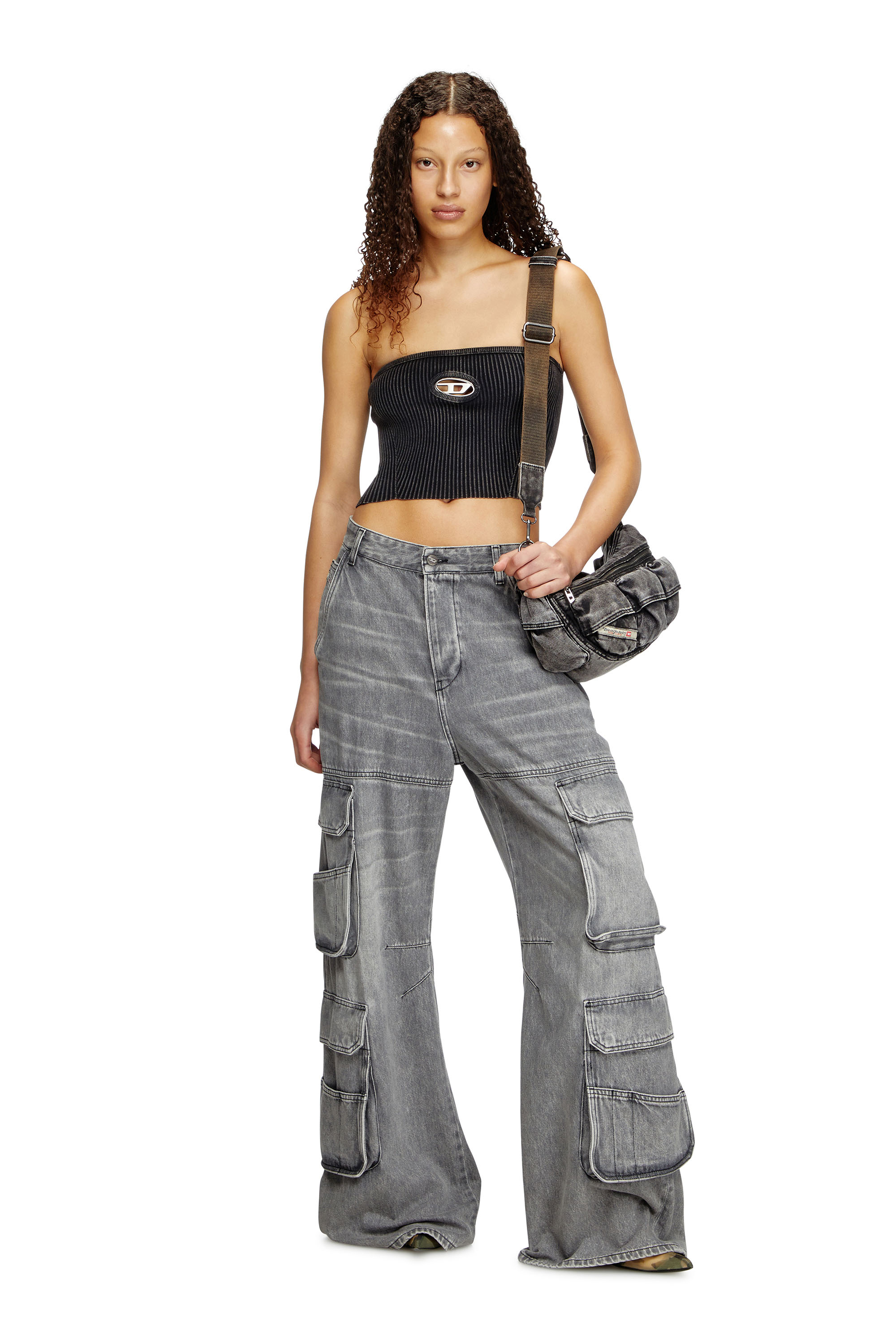 Diesel - M-CLARKSVILLEX-C, Top de punto con logotipo recortado Mujer in Negro - 2