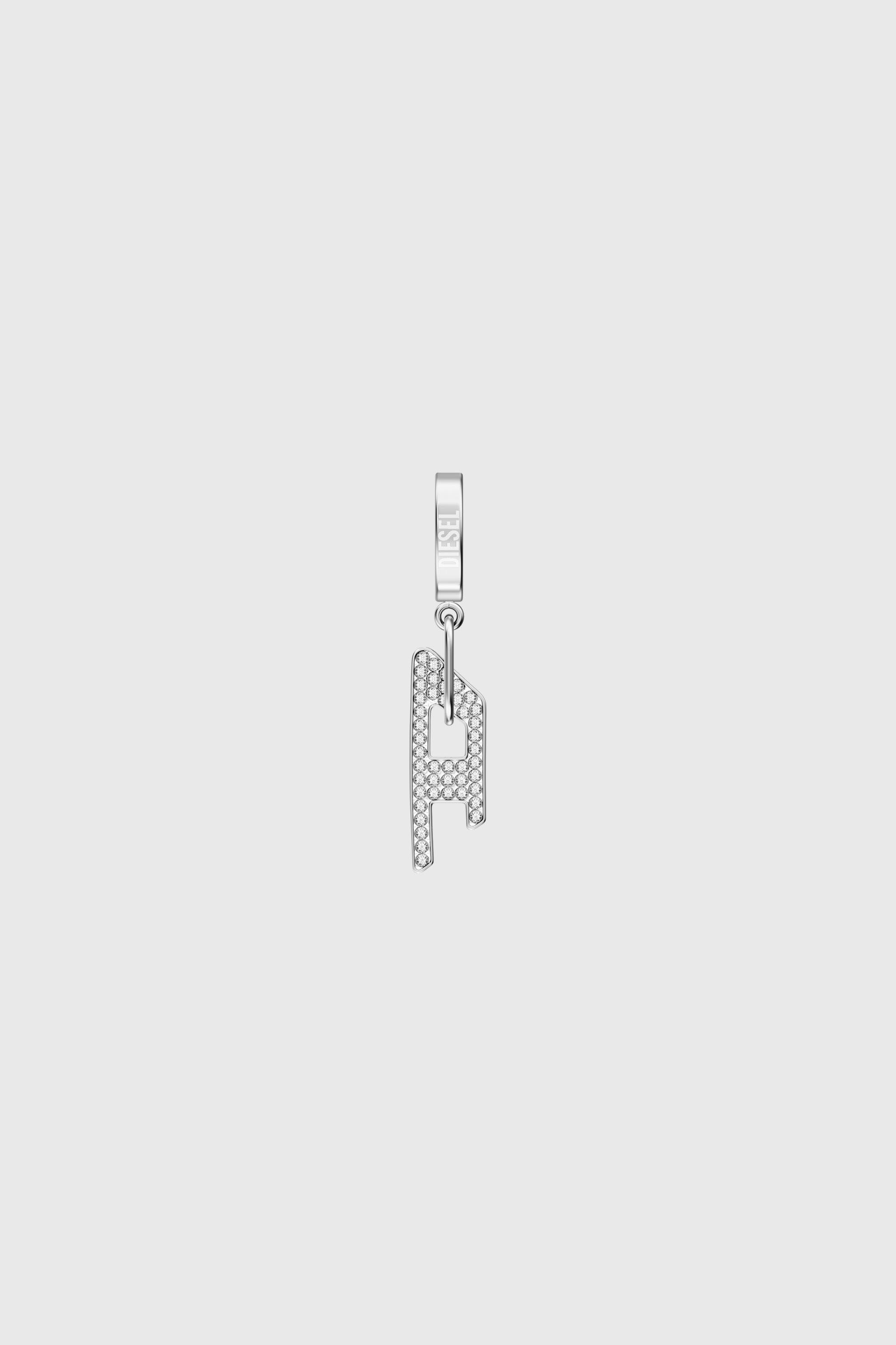 Diesel - DX1706040 JEWELLERY, Pendiente tipo drop de acero inoxidable con glitz D Unisex in Plateado - 2