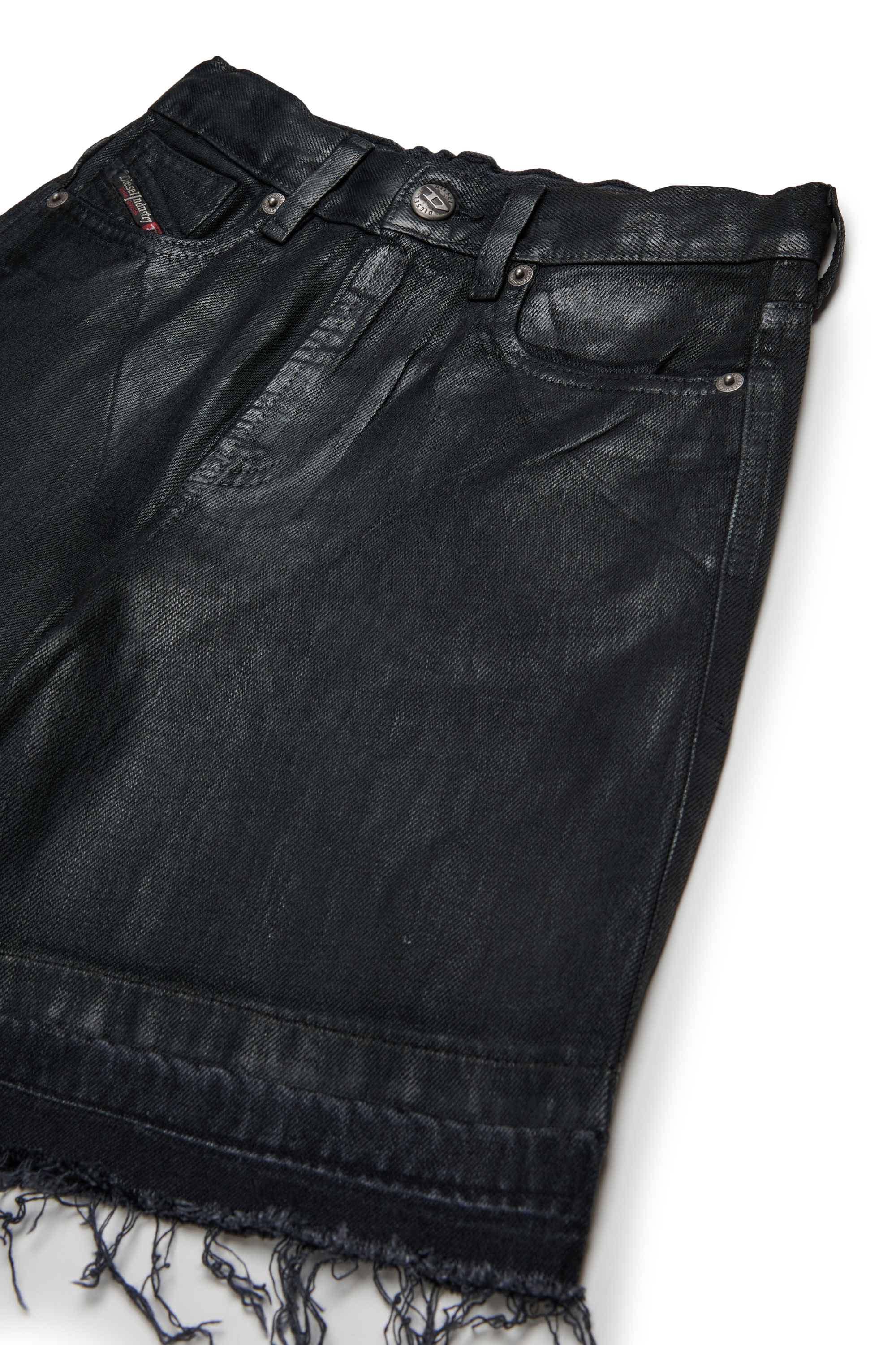 Diesel - D-ARGJX-SHORT-SP-J, Shorts vaqueros con detalles deshilachados Mujer in Negro - 3