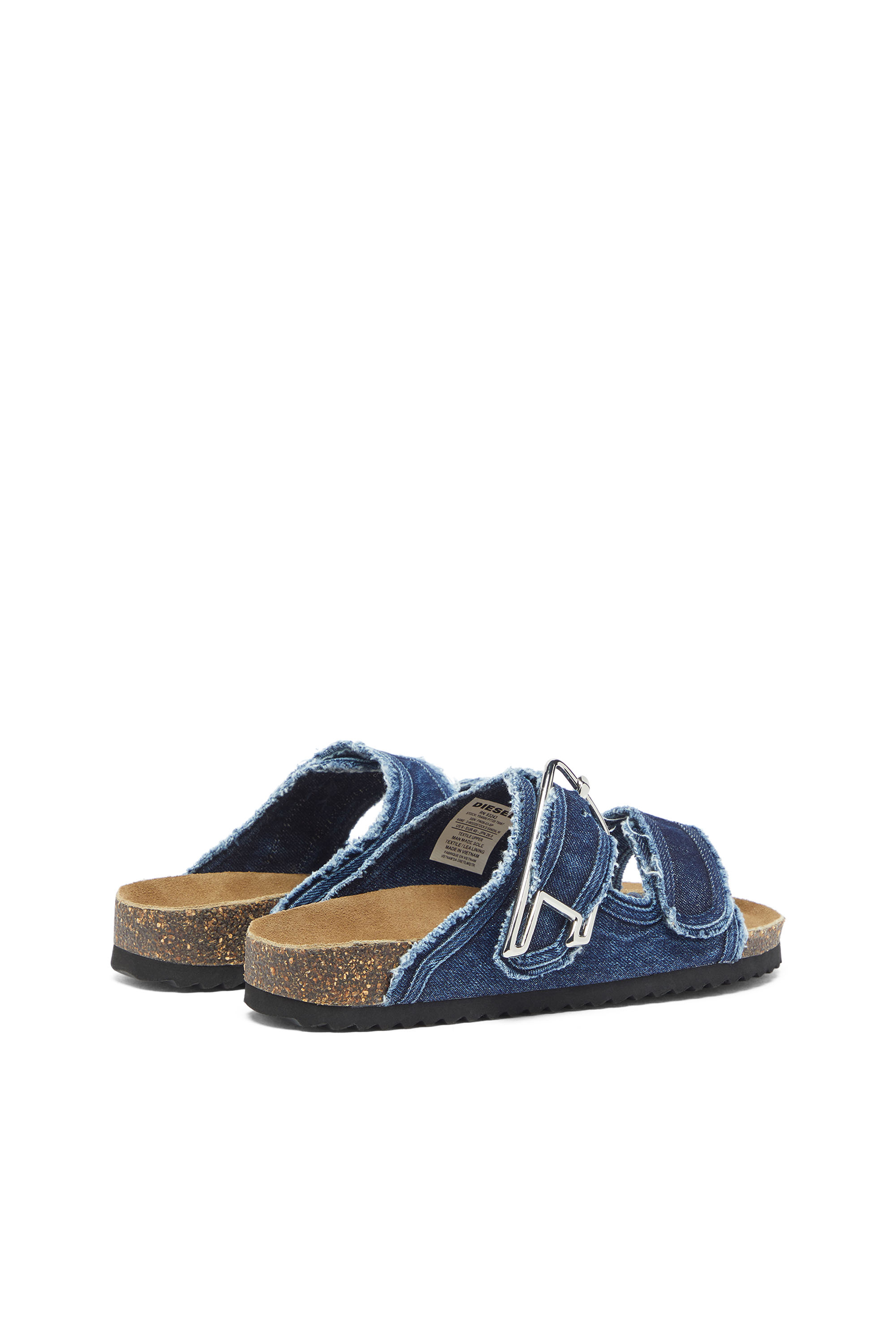 Diesel - D-WOODSTOCK D SANDAL W, D-Woodstock - Sandalia con tiras de denim deshilachadas Mujer in Azul marino - 3