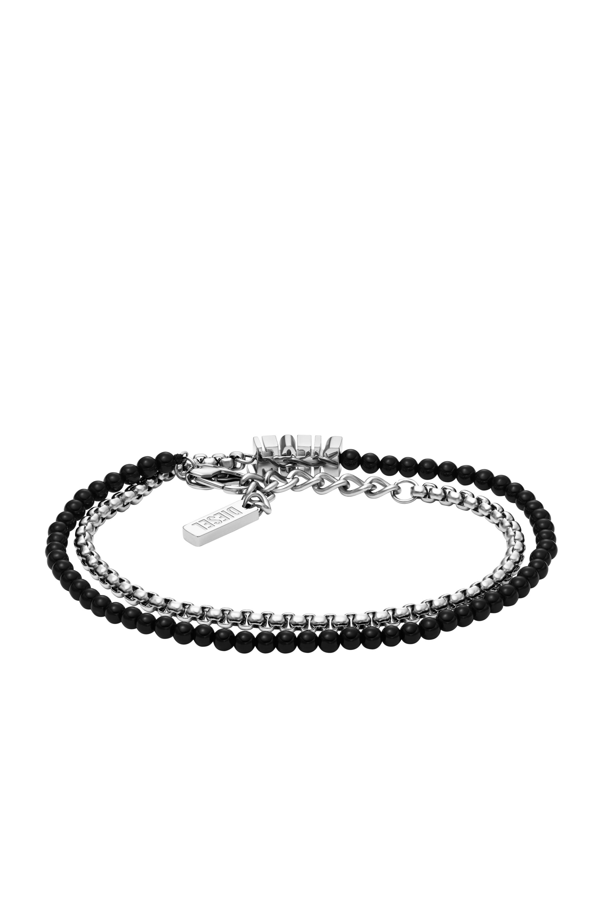 Diesel - DX1542040 JEWEL, Pulsera envolvente de cuentas de ágata negra Unisex in Plateado - 2