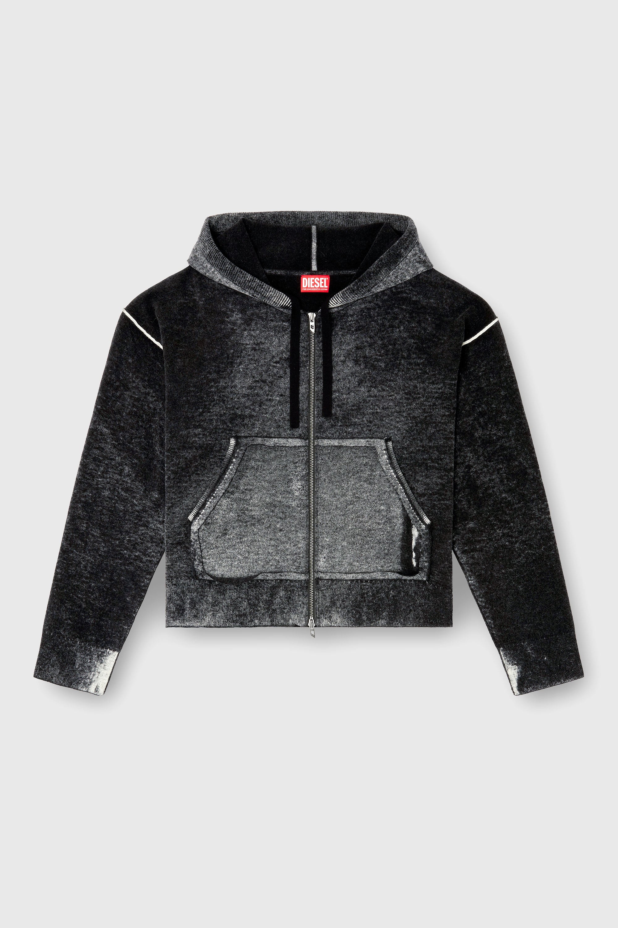 Diesel - M-HERMINE, C&aacute;rdigan con capucha de lana con estampado inverso Mujer in Multicolor - 2