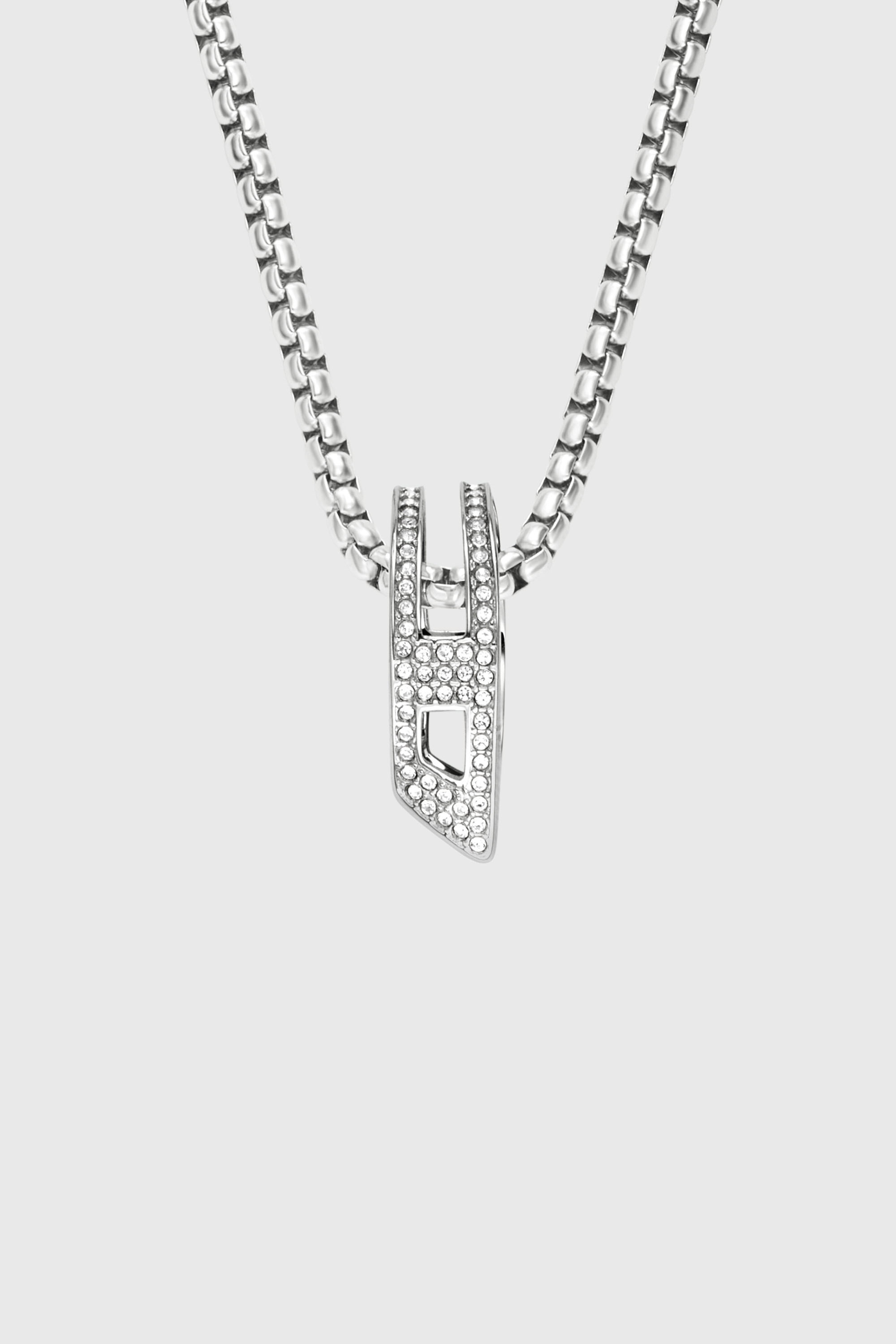 Diesel - DX1741040, Collar de acero inoxidable con colgante pav&eacute; Unisex in Plateado - 2