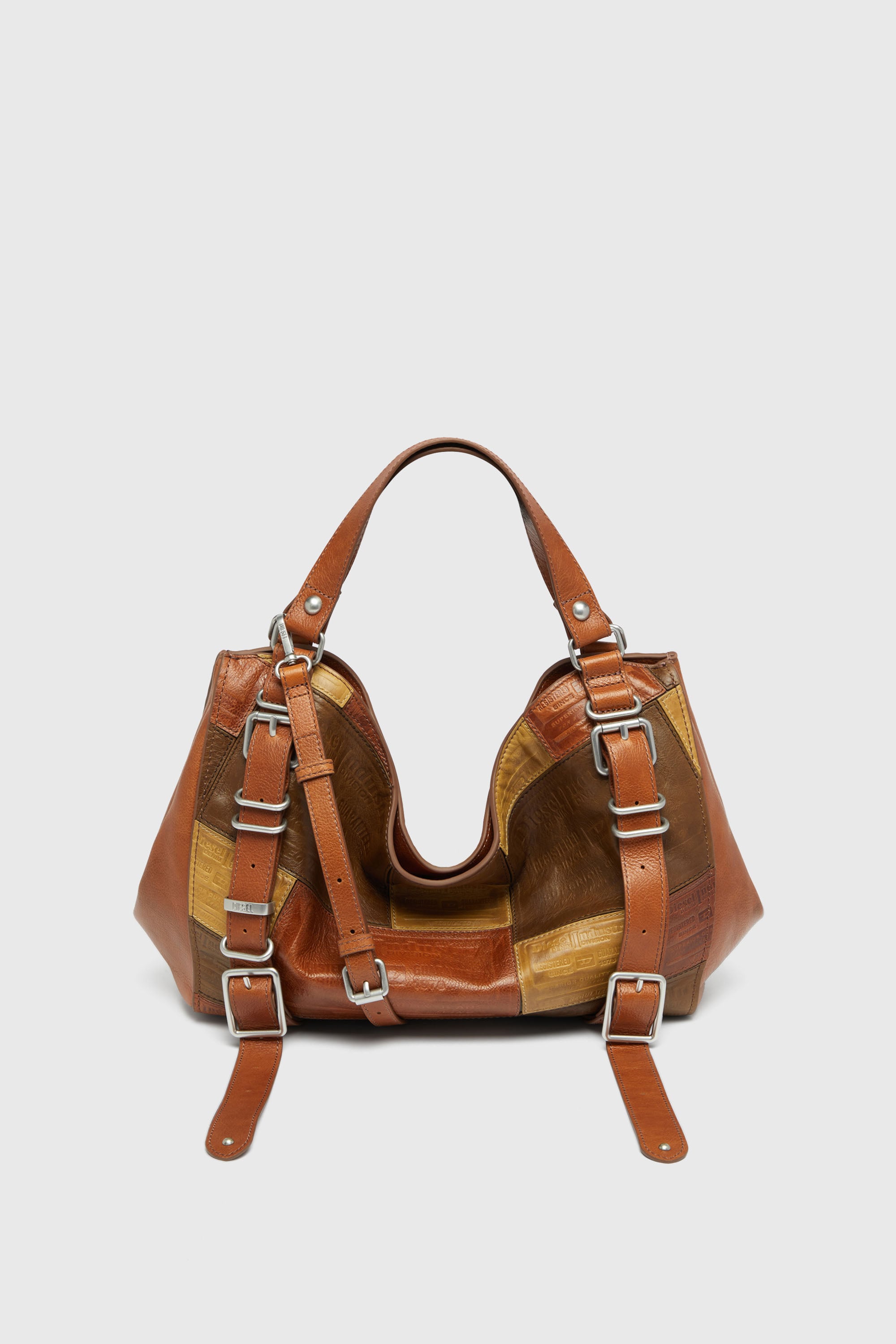 Diesel - D-ONE TOPHANDLE M, D-One-Bolso medium con asa superior de piel patchwork Unisex in Marr&oacute;n - 2