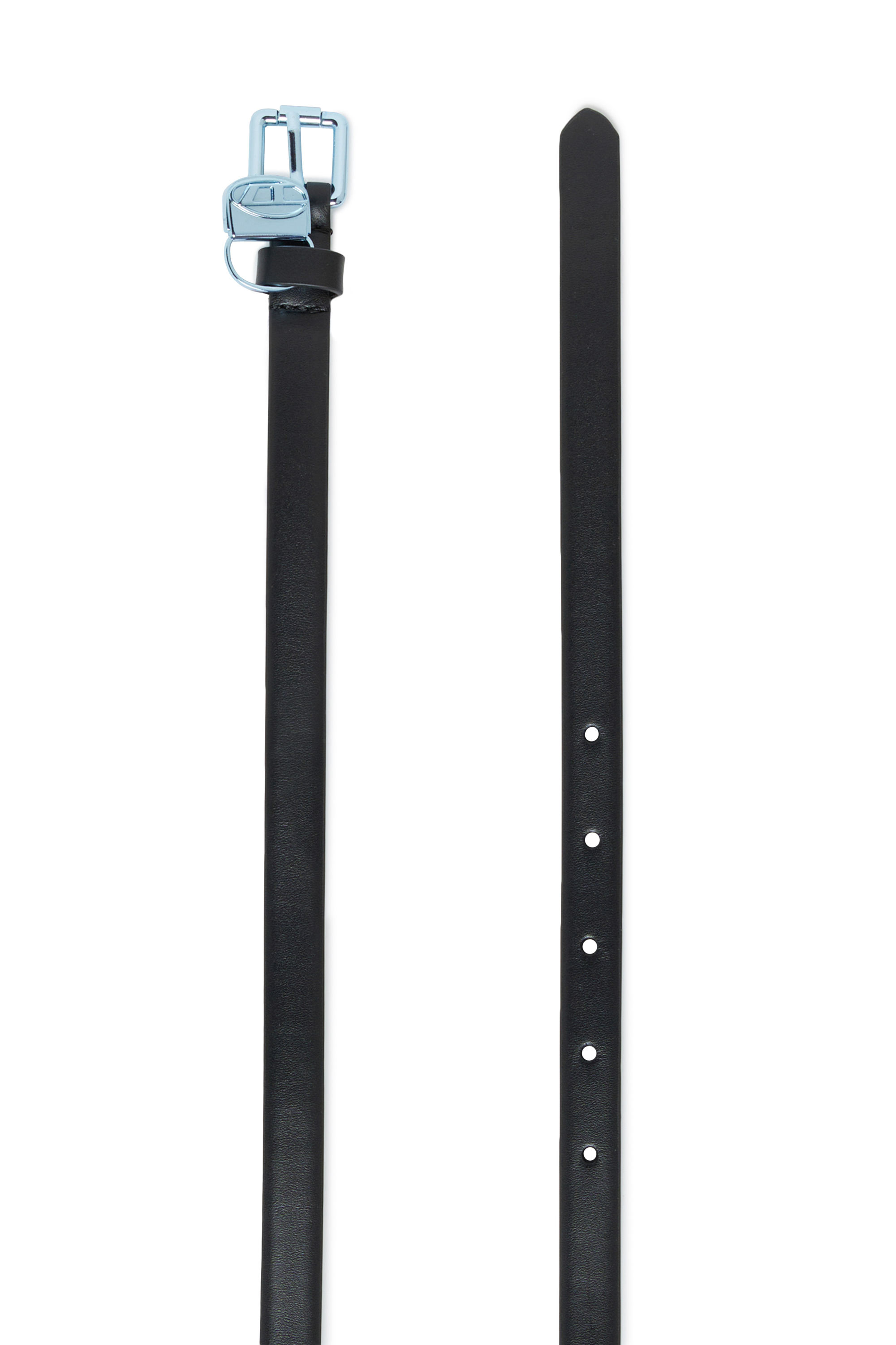 Diesel - BCHARMY, 1,5 cm cintur&oacute;n de piel slim con hebilla met&aacute;lica y charm Mujer in Negro - 2