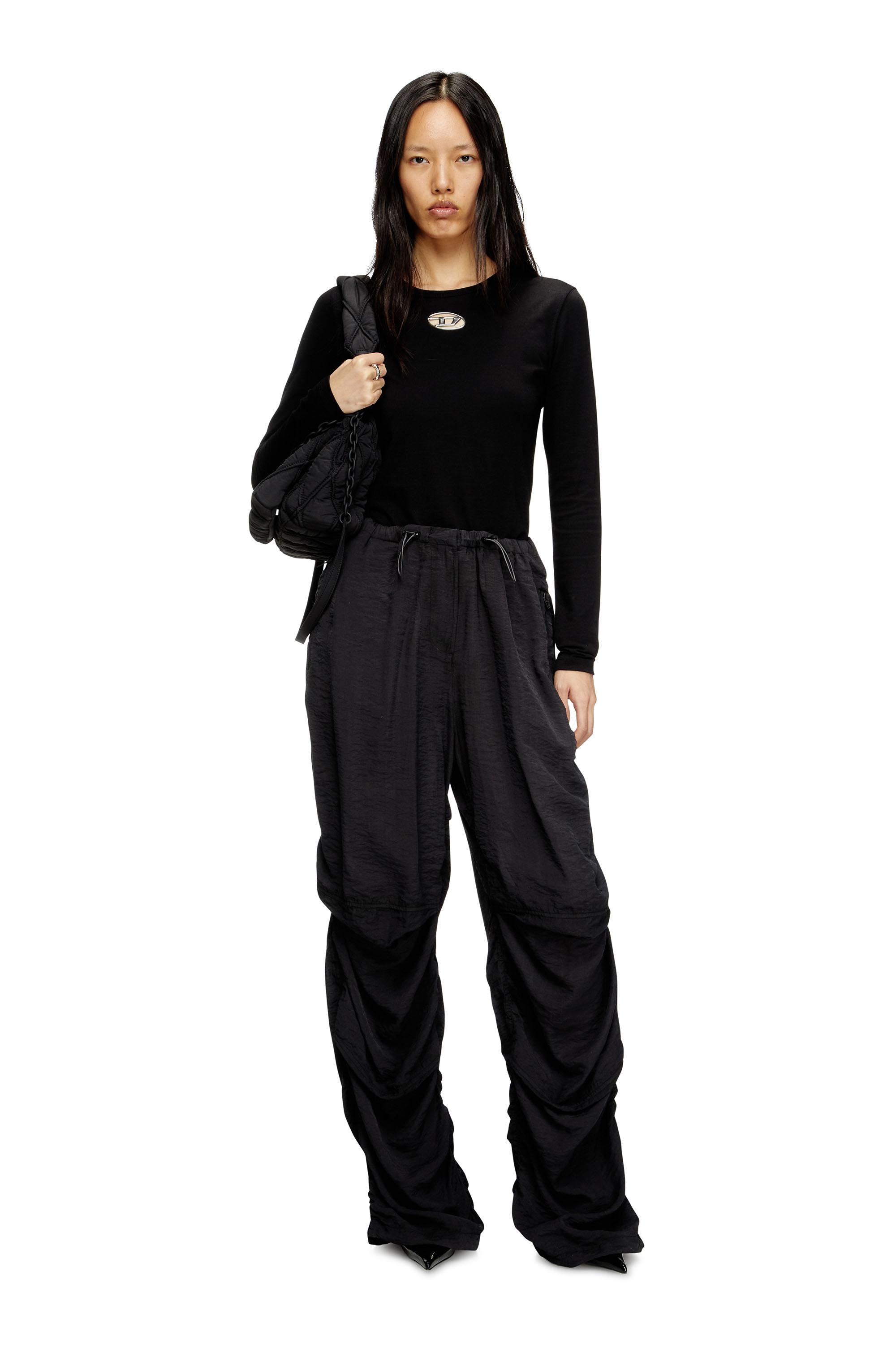 Diesel - T-UNCUTIE-LONG-LS-OD, Top de manga larga con recorte Oval D Mujer in Negro - 2