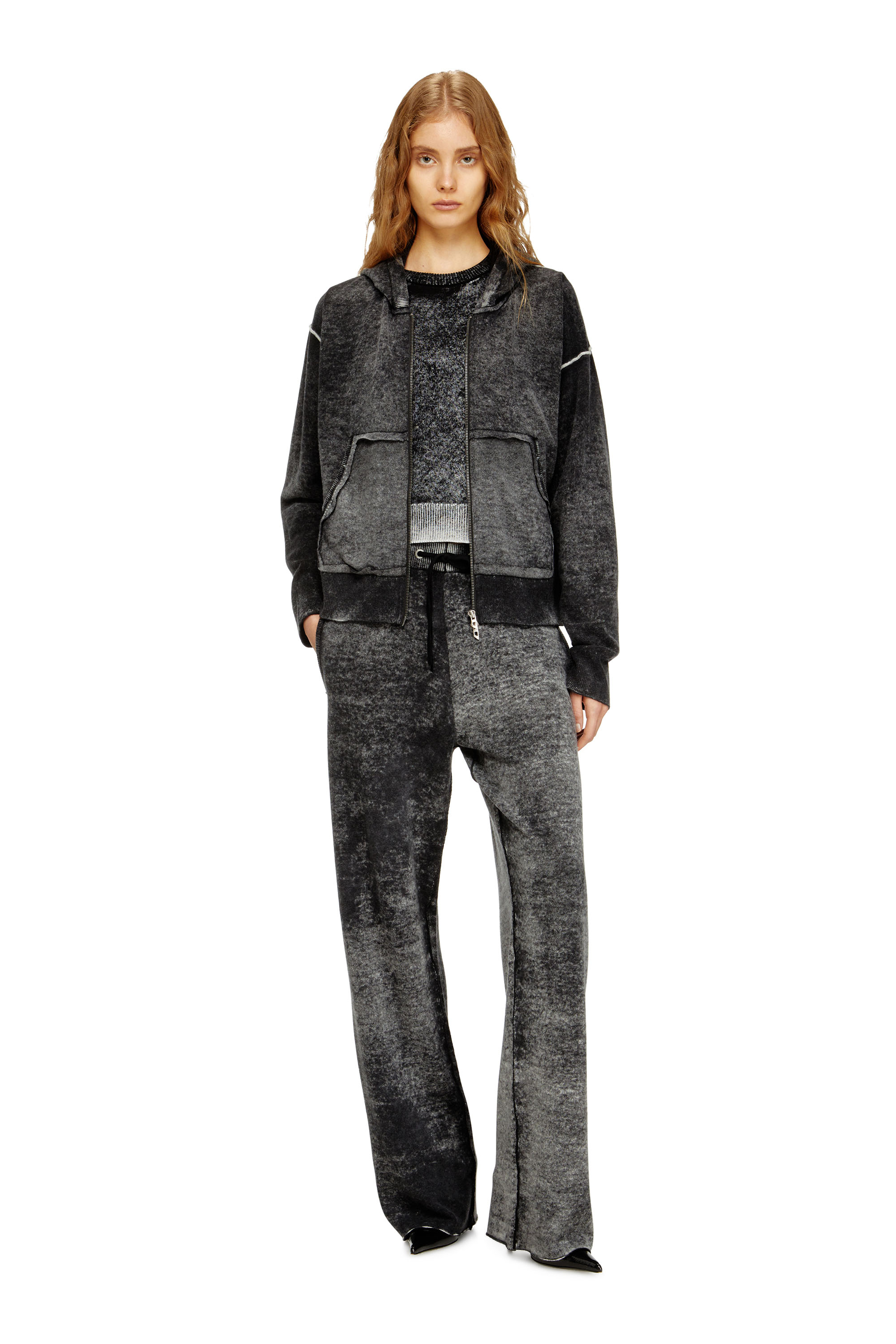 Diesel - M-HERMINE, Cárdigan con capucha de lana con estampado inverso Mujer in ToBeDefined - 1